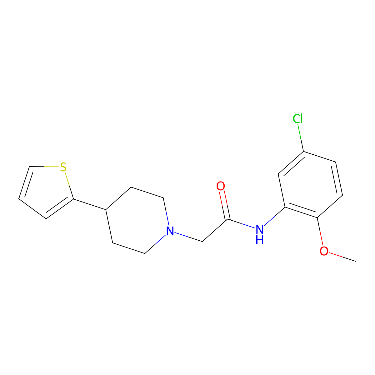 N-(5-chloro-2-methoxyphenyl)-2-(4-(thiophen-2-yl)piperidin-1-yl)acetamide molecular structure, CAS 1396812-88-6