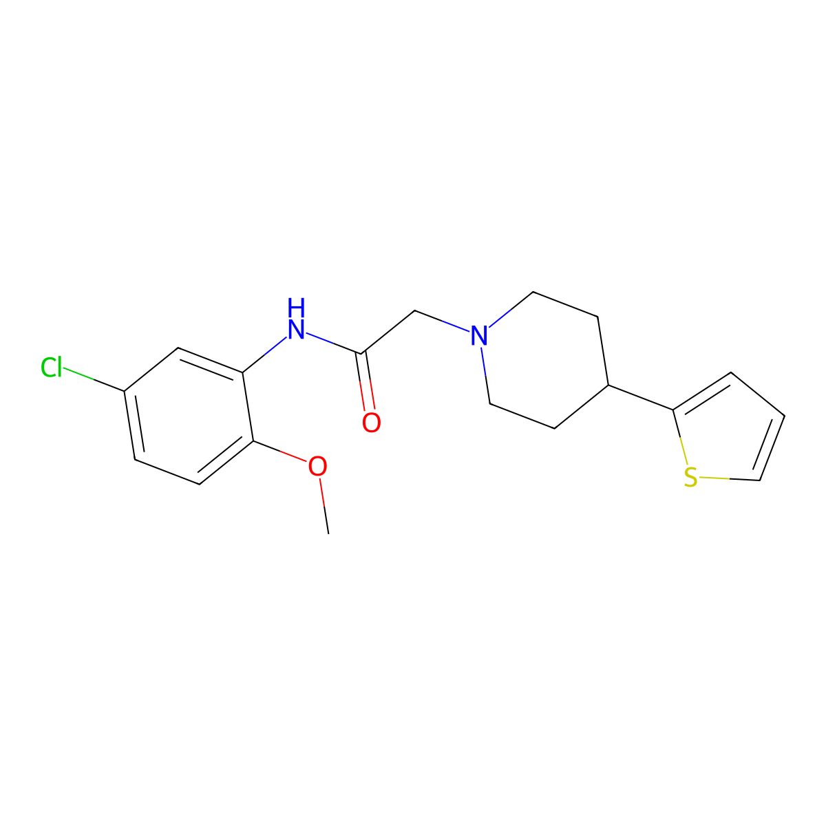 N-(5-chloro-2-methoxyphenyl)-2-(4-(thiophen-2-yl)piperidin-1-yl)acetamide molecular structure, CAS 1396812-88-6