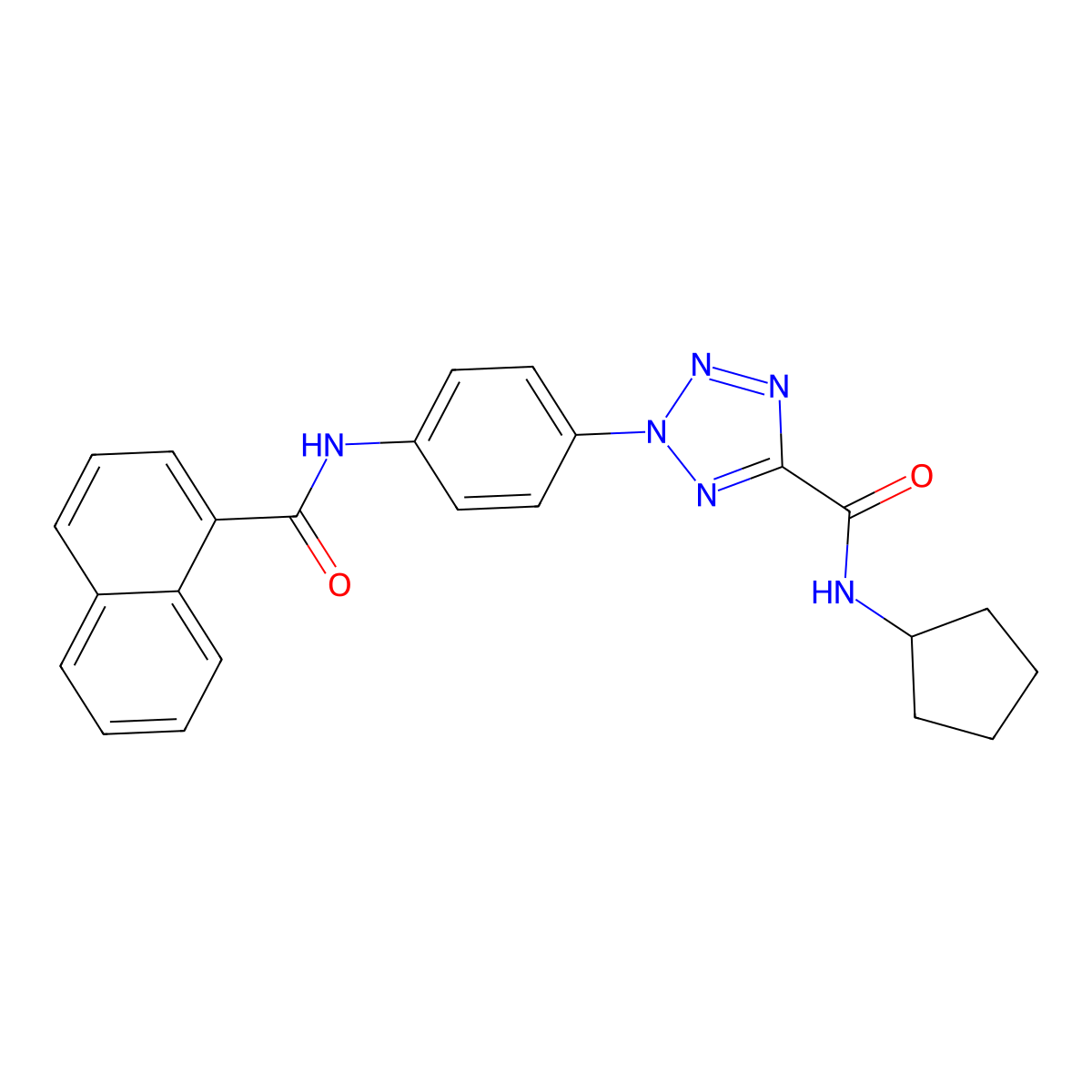 N-cyclopentyl-2-[4-(naphthalene-1-amido)phenyl]-2H-1,2,3,4-tetrazole-5-carboxamide molecular structure, CAS 1396812-95-5