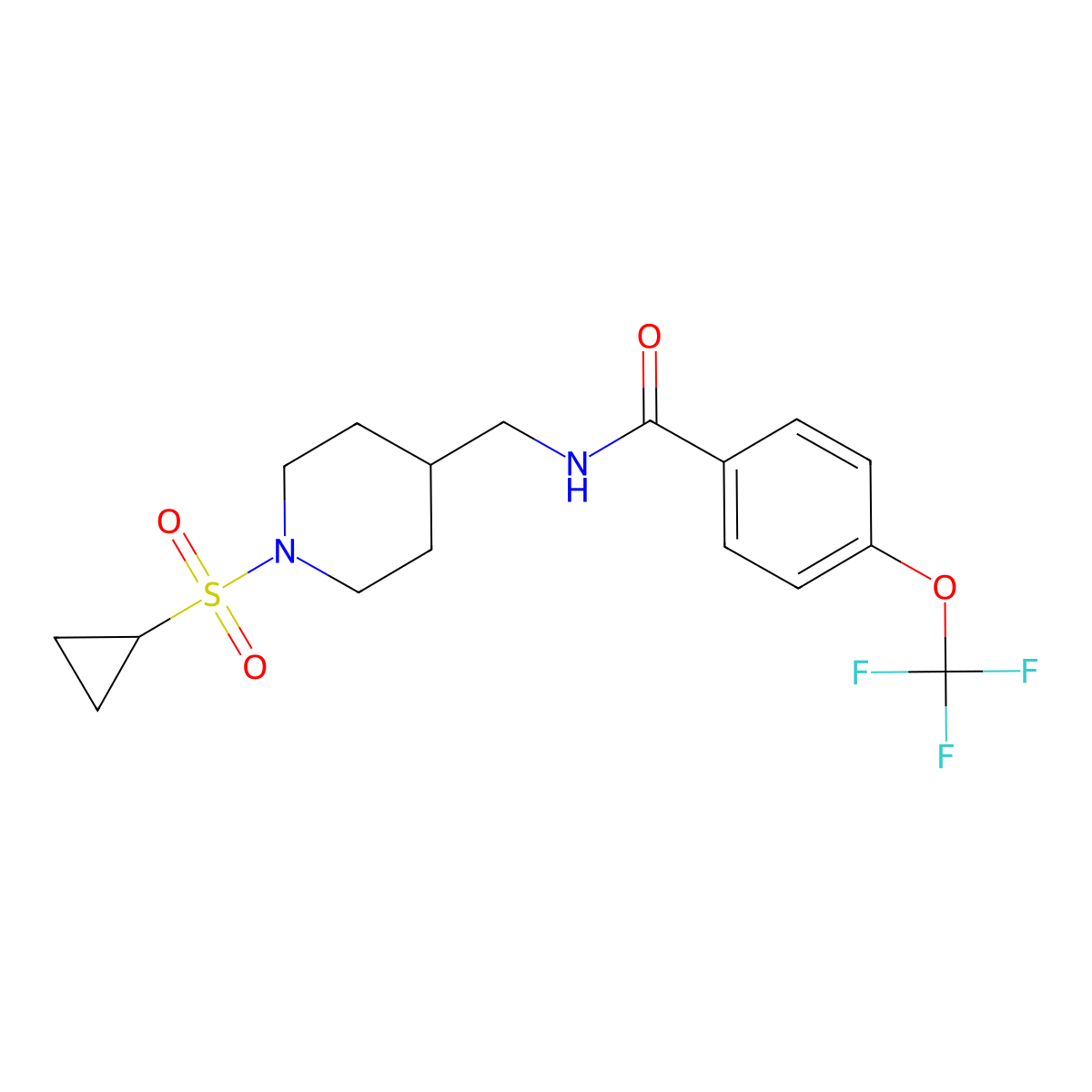 N-((1-(cyclopropylsulfonyl)piperidin-4-yl)methyl)-4-(trifluoromethoxy)benzamide molecular structure, CAS 1396813-04-9