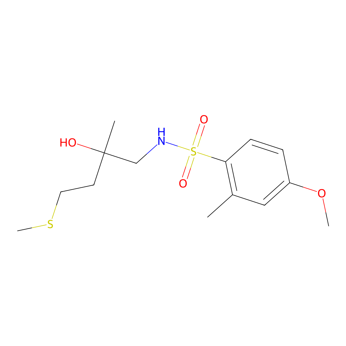 N-(2-hydroxy-2-methyl-4-(methylthio)butyl)-4-methoxy-2-methylbenzenesulfonamide molecular structure, CAS 1396813-28-7
