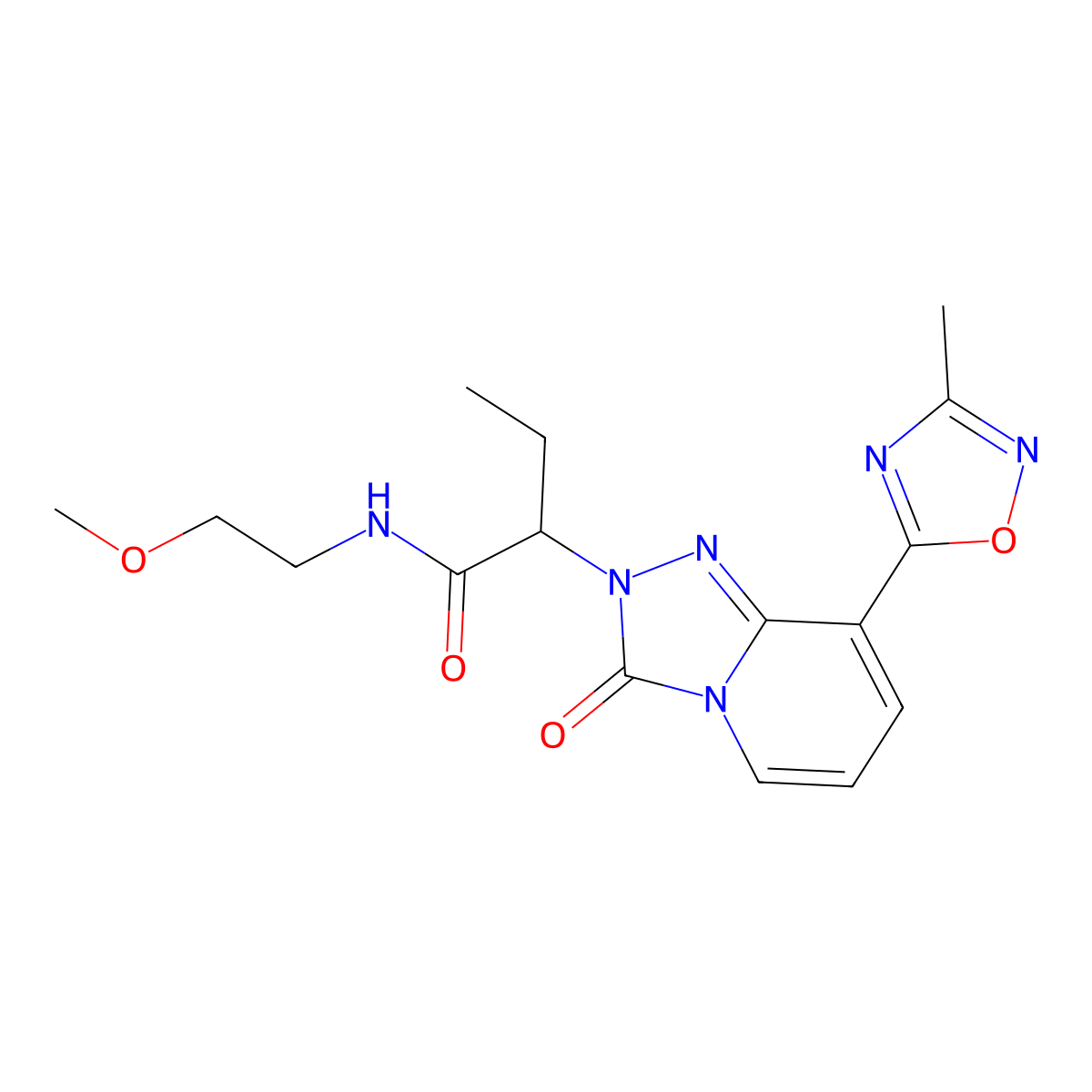 N-(2-methoxyethyl)-2-[8-(3-methyl-1,2,4-oxadiazol-5-yl)-3-oxo[1,2,4]triazolo[4,3-a]pyridin-2(3H)-yl]butanamide molecular structure, CAS 1396813-35-6