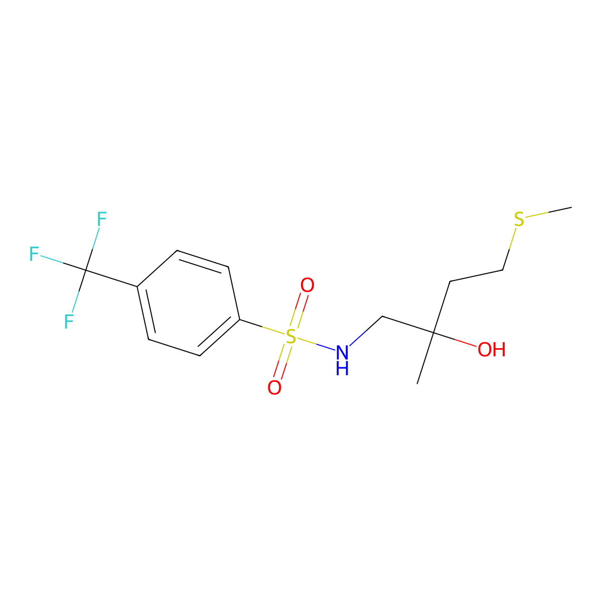 N-(2-hydroxy-2-methyl-4-(methylthio)butyl)-4-(trifluoromethyl)benzenesulfonamide molecular structure, CAS 1396813-36-7