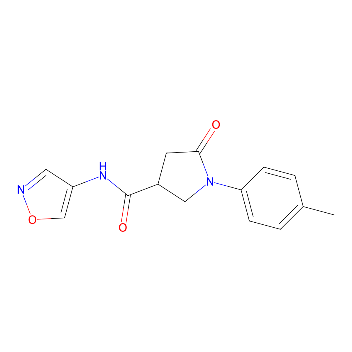 N-(isoxazol-4-yl)-5-oxo-1-(p-tolyl)pyrrolidine-3-carboxamide molecular structure, CAS 1396813-38-9