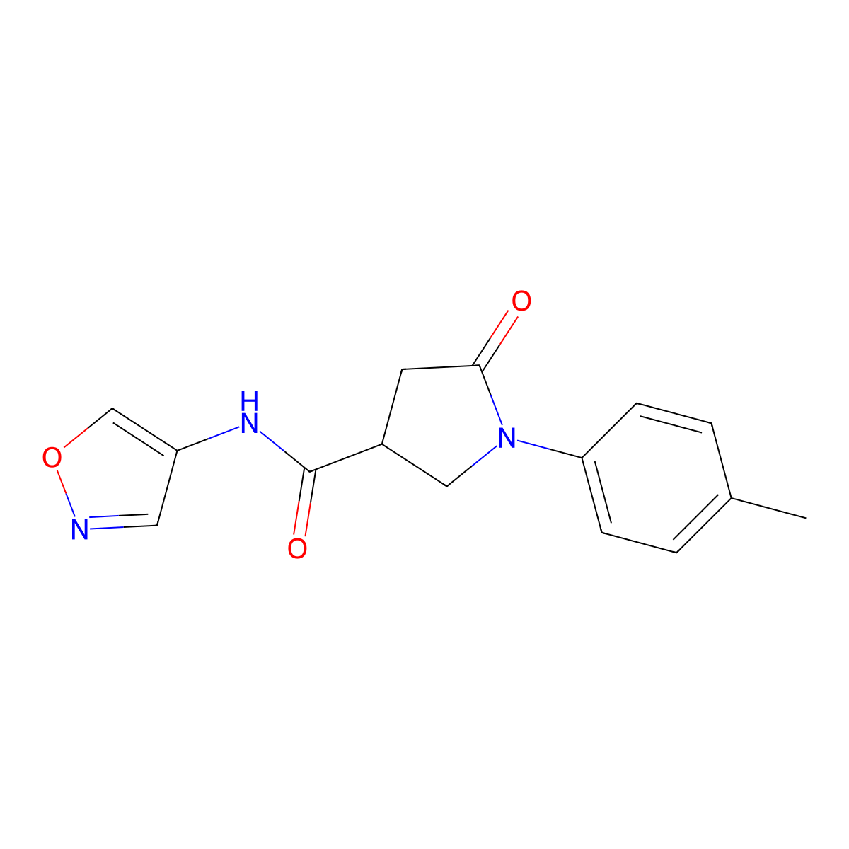 N-(isoxazol-4-yl)-5-oxo-1-(p-tolyl)pyrrolidine-3-carboxamide molecular structure, CAS 1396813-38-9