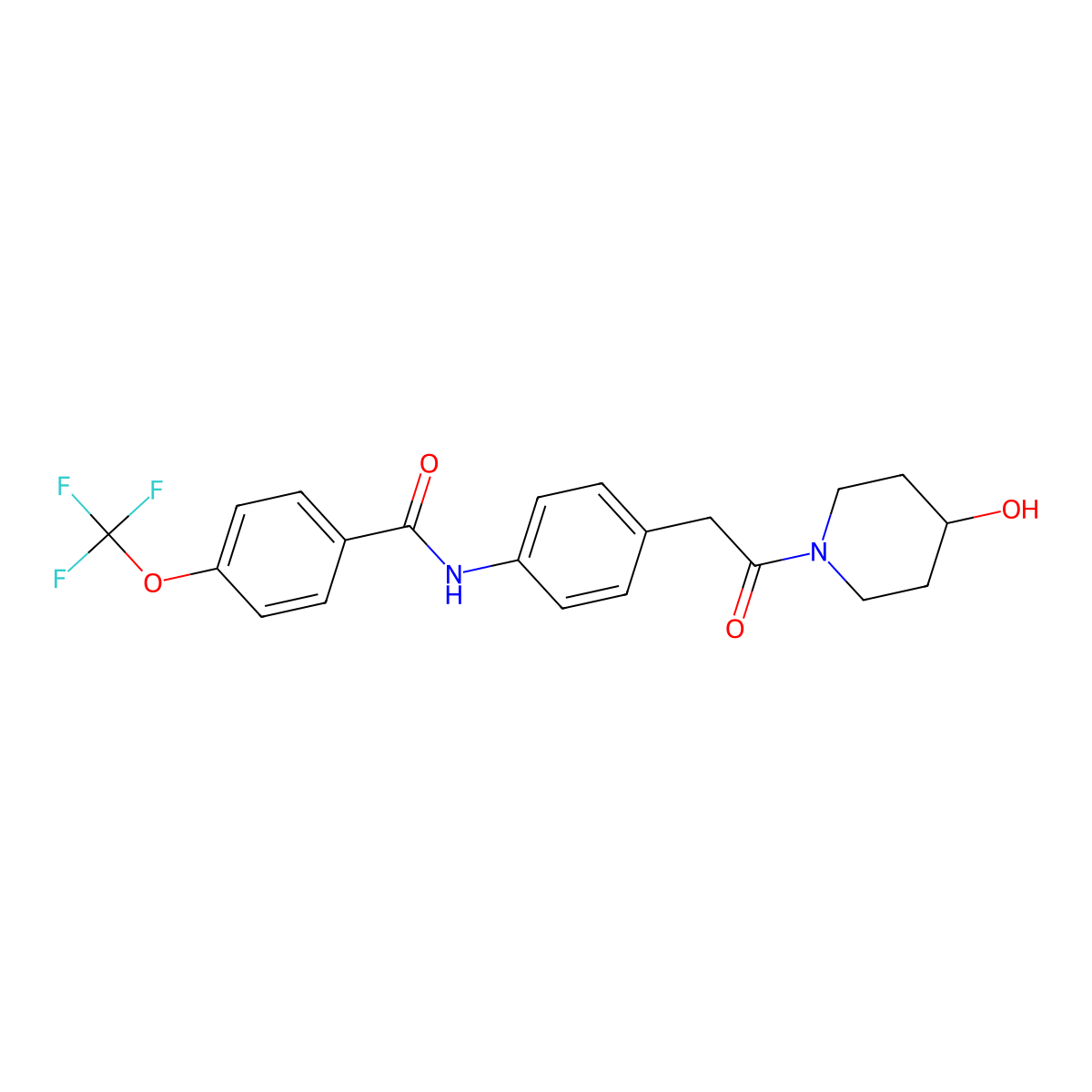 N-{4-[2-(4-hydroxypiperidin-1-yl)-2-oxoethyl]phenyl}-4-(trifluoromethoxy)benzamide molecular structure, CAS 1396813-41-4