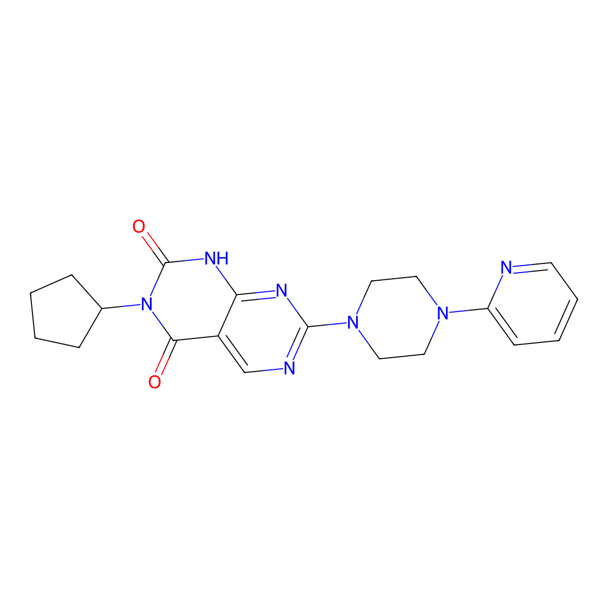 3-cyclopentyl-7-(4-(pyridin-2-yl)piperazin-1-yl)pyrimido[4,5-d]pyrimidine-2,4(1H,3H)-dione molecular structure, CAS 1396813-45-8