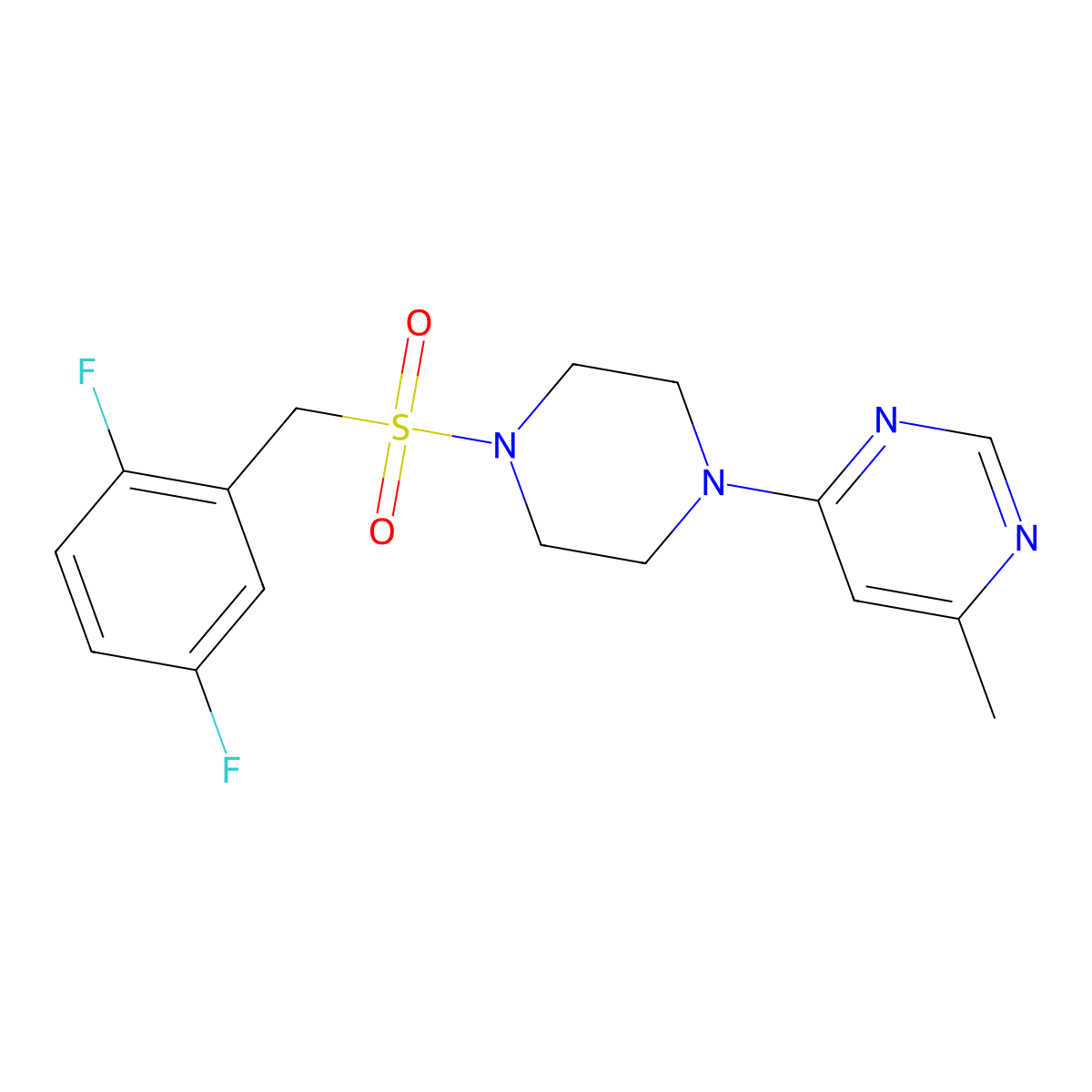 4-(4-((2,5-Difluorobenzyl)sulfonyl)piperazin-1-yl)-6-methylpyrimidine molecular structure, CAS 1396813-50-5