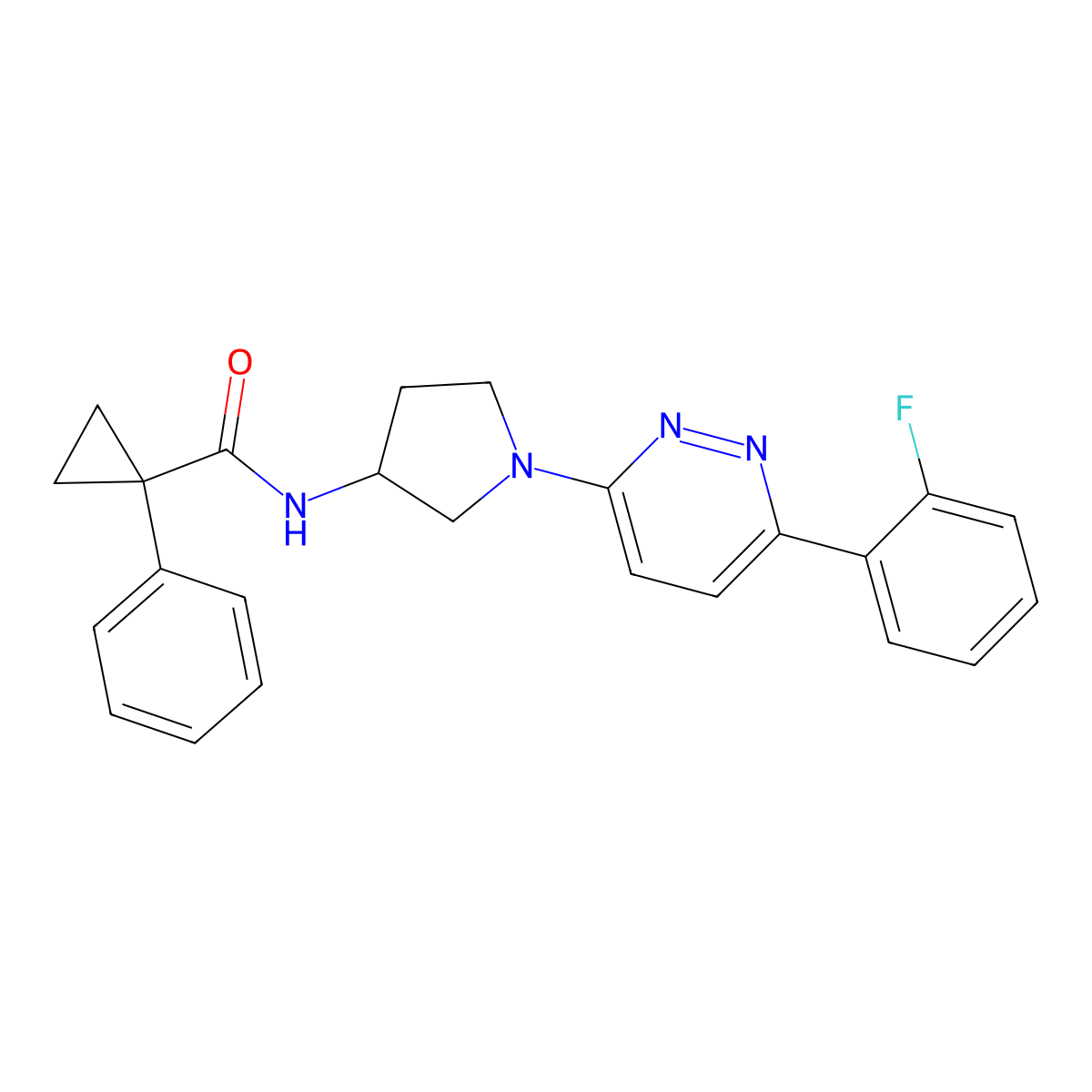 N-(1-(6-(2-fluorophenyl)pyridazin-3-yl)pyrrolidin-3-yl)-1-phenylcyclopropanecarboxamide molecular structure, CAS 1396813-60-7