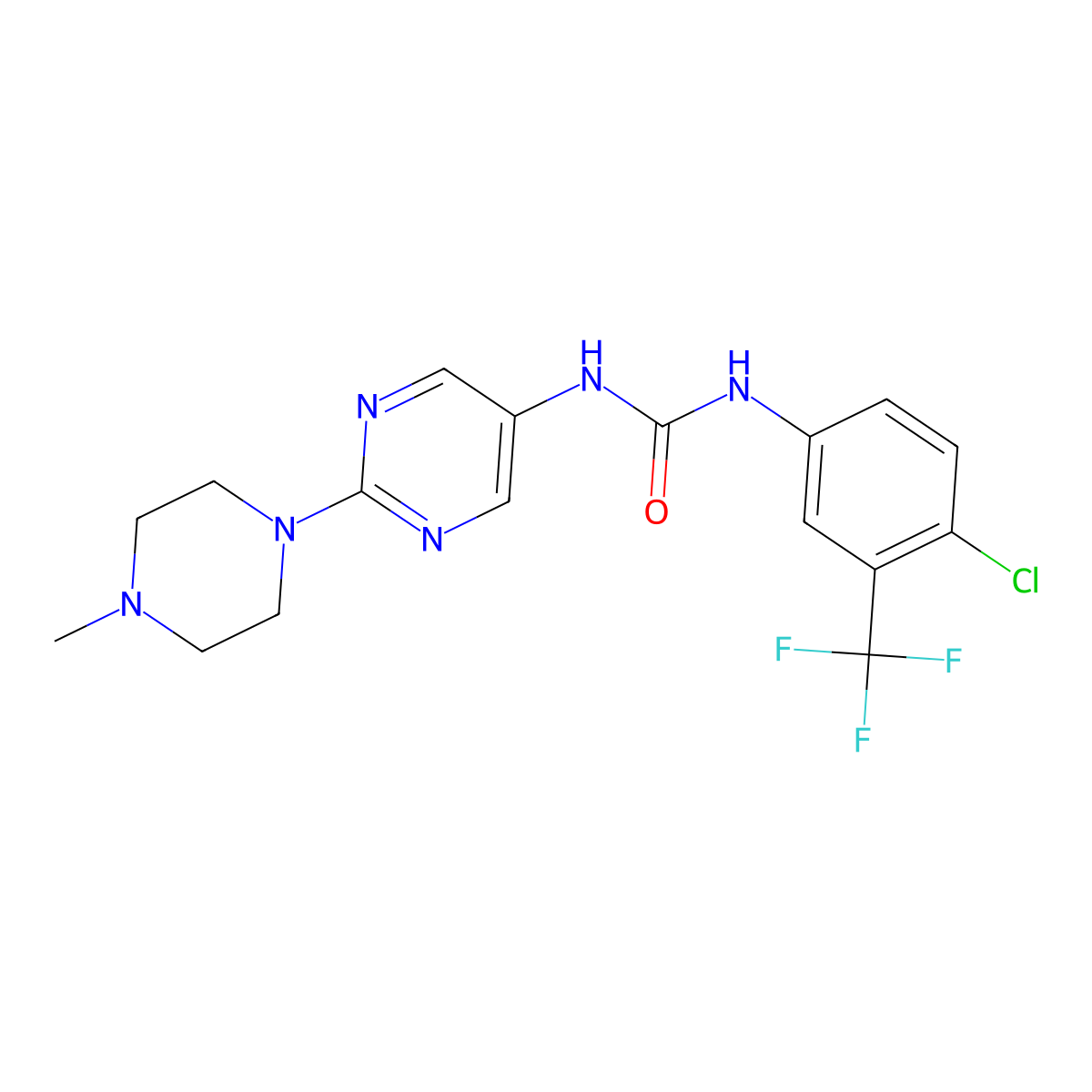 1-[4-Chloro-3-(trifluoromethyl)phenyl]-3-[2-(4-methylpiperazin-1-yl)pyrimidin-5-yl]urea molecular structure, CAS 1396813-64-1