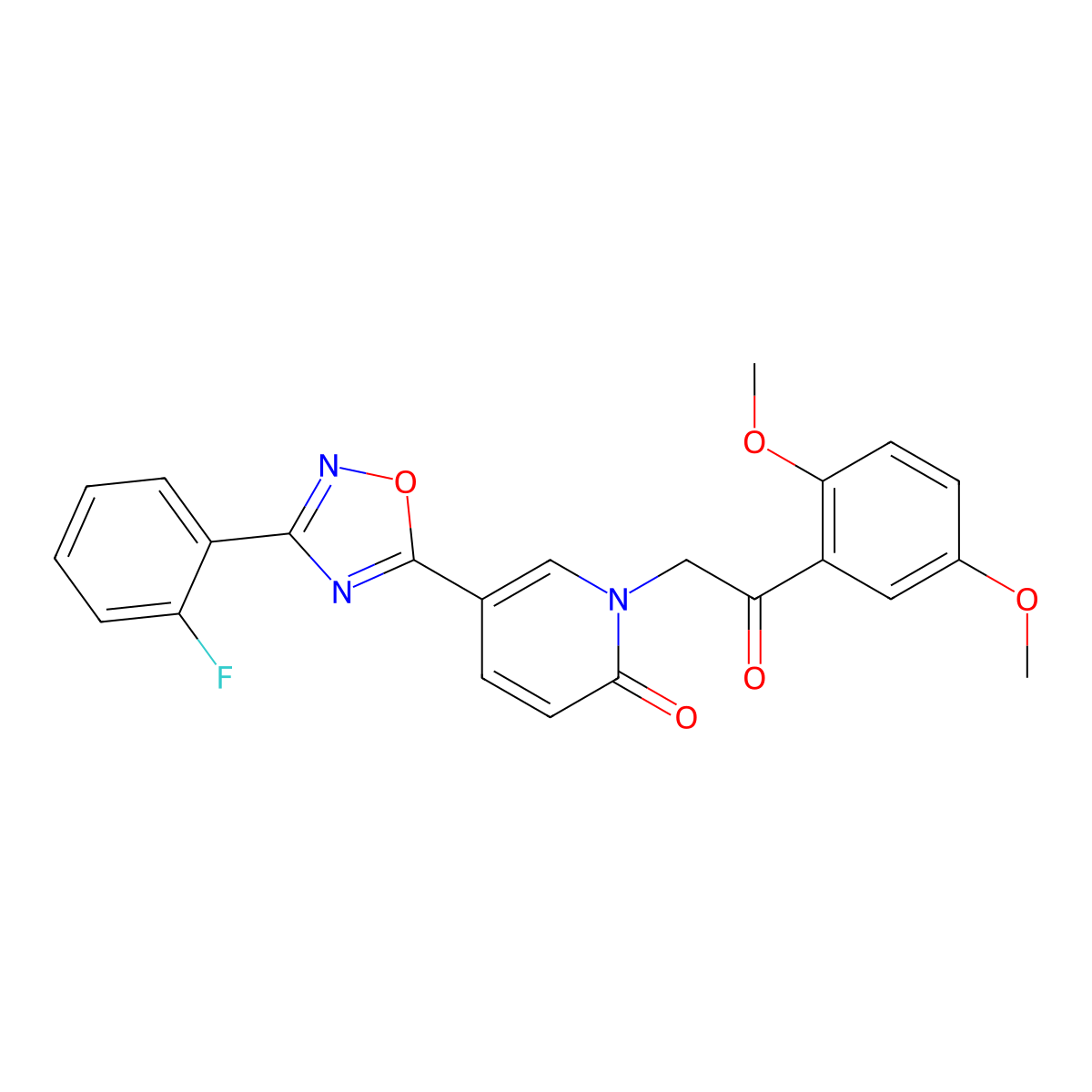 1-(2-(2,5-dimethoxyphenyl)-2-oxoethyl)-5-(3-(2-fluorophenyl)-1,2,4-oxadiazol-5-yl)pyridin-2(1H)-one molecular structure, CAS 1396813-68-5