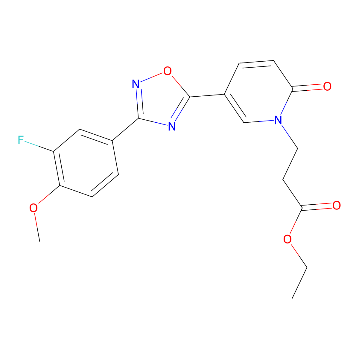 ethyl 3-(5-(3-(3-fluoro-4-methoxyphenyl)-1,2,4-oxadiazol-5-yl)-2-oxopyridin-1(2H)-yl)propanoate molecular structure, CAS 1396813-72-1