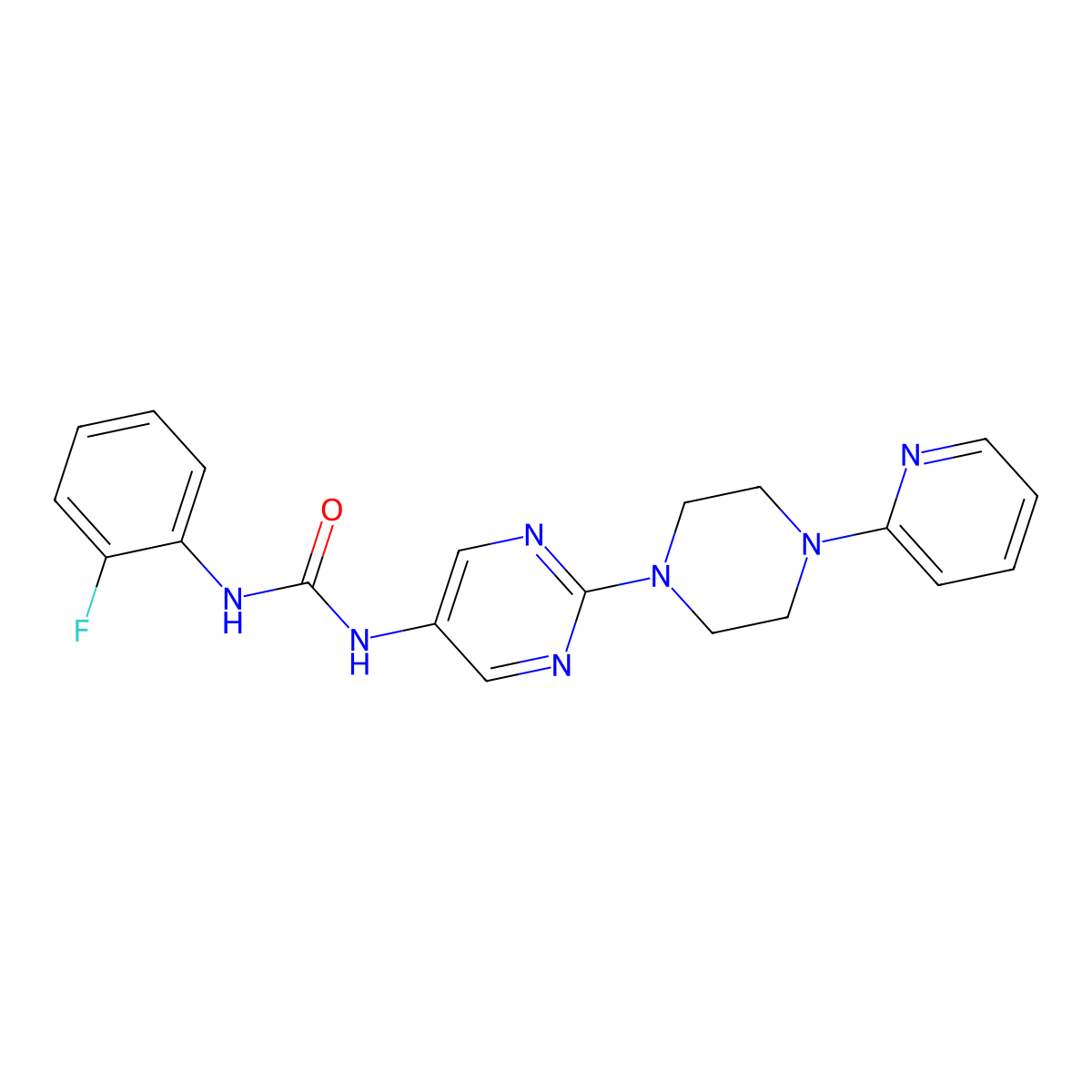 1-(2-Fluorophenyl)-3-(2-(4-(pyridin-2-yl)piperazin-1-yl)pyrimidin-5-yl)urea molecular structure, CAS 1396813-74-3