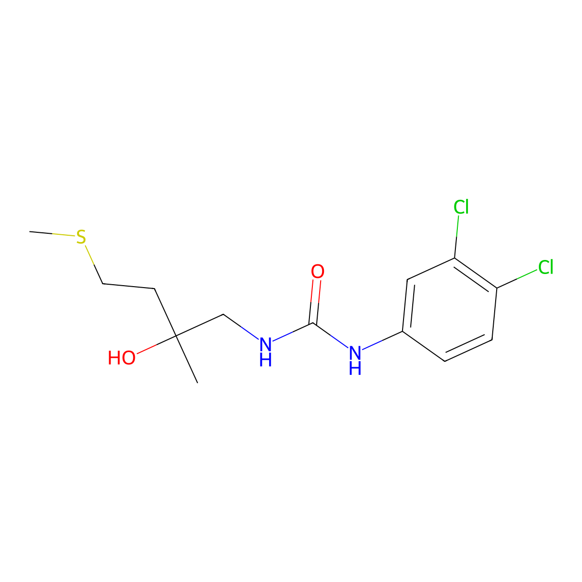 1-(3,4-Dichlorophenyl)-3-(2-hydroxy-2-methyl-4-(methylthio)butyl)urea molecular structure, CAS 1396813-81-2