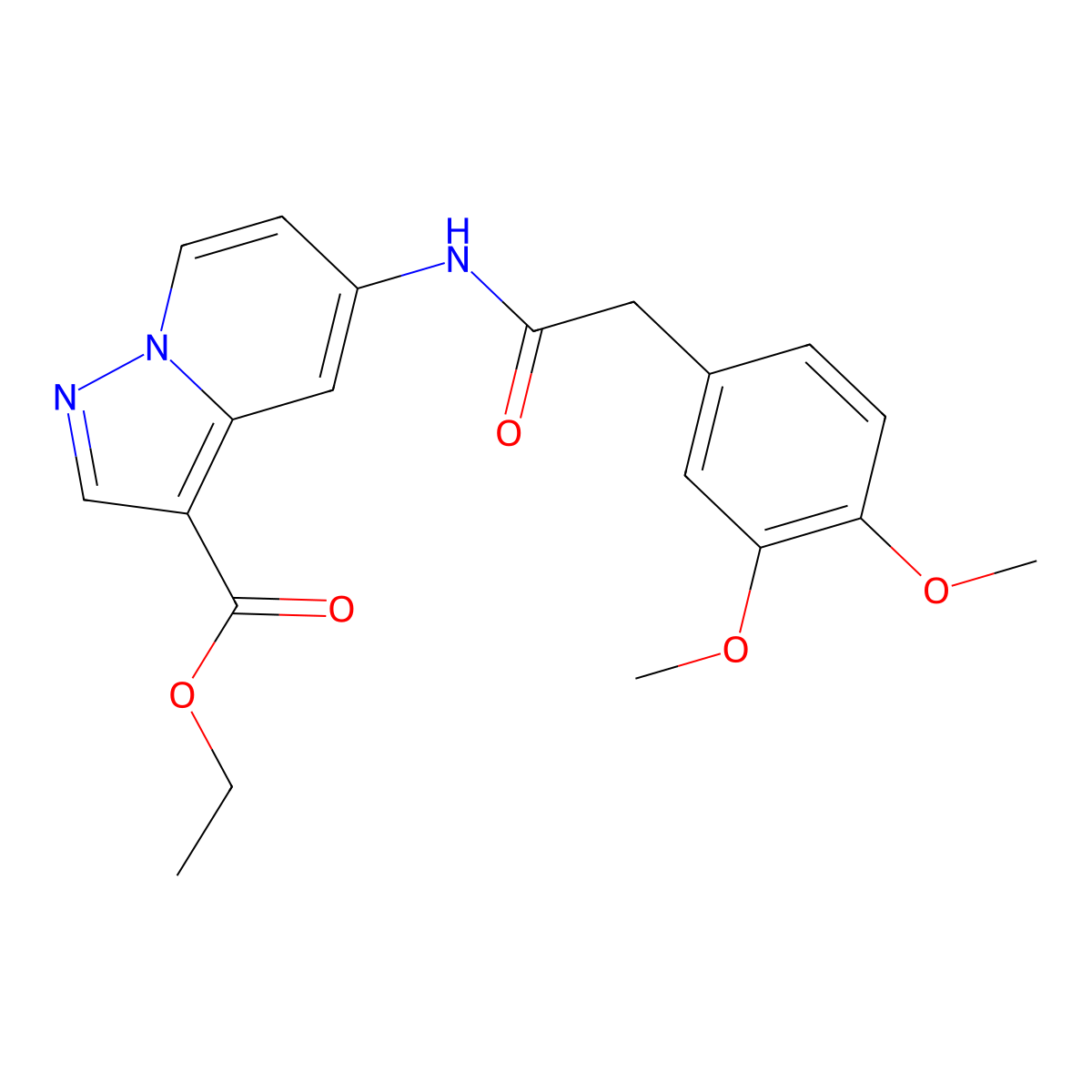 Ethyl 5-(2-(3,4-dimethoxyphenyl)acetamido)pyrazolo[1,5-a]pyridine-3-carboxylate molecular structure, CAS 1396813-82-3