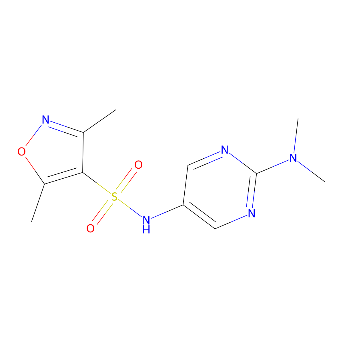 N-(2-(dimethylamino)pyrimidin-5-yl)-3,5-dimethylisoxazole-4-sulfonamide molecular structure, CAS 1396813-87-8