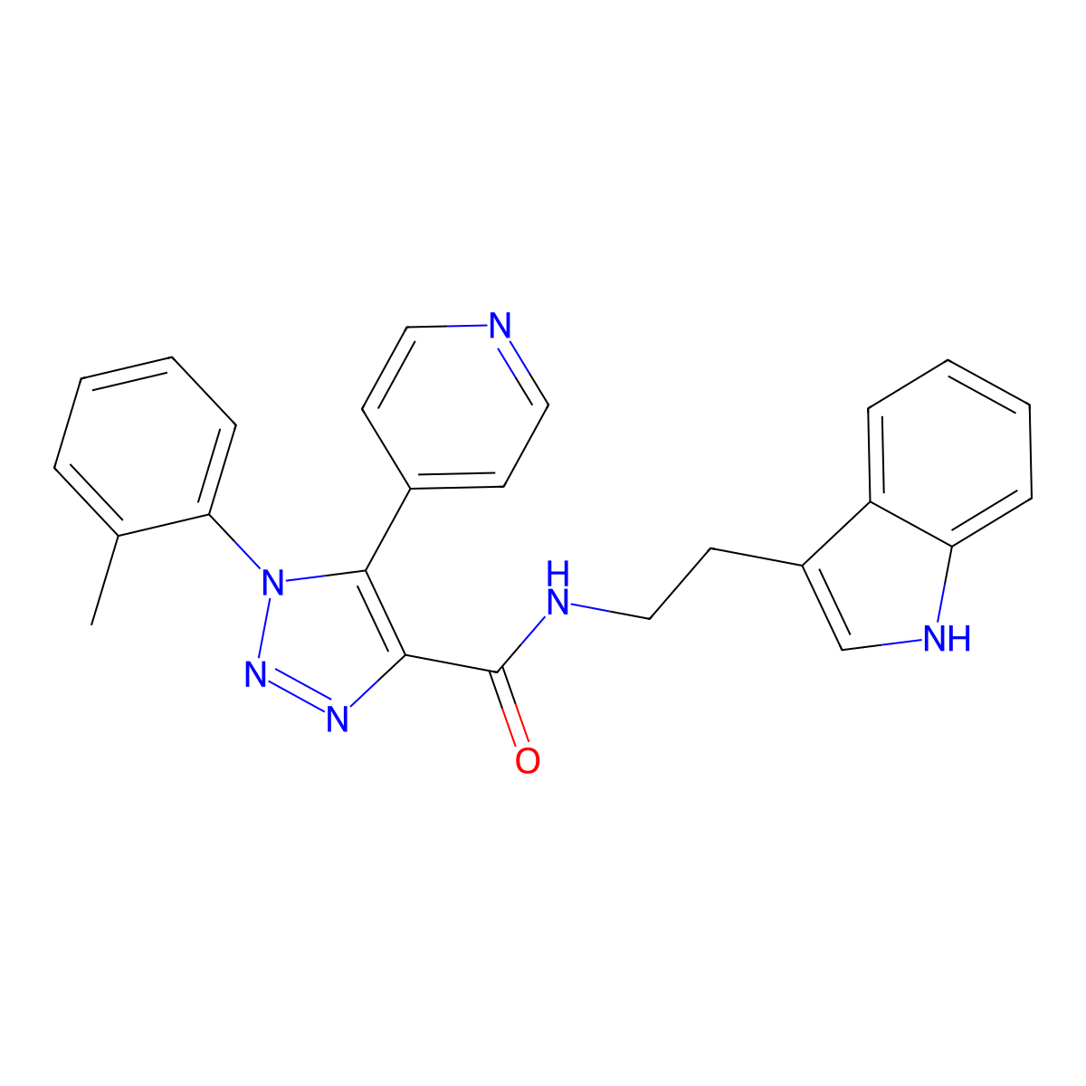 N-[2-(1H-indol-3-yl)ethyl]-1-(2-methylphenyl)-5-pyridin-4-yl-1H-1,2,3-triazole-4-carboxamide molecular structure, CAS 1396813-88-9