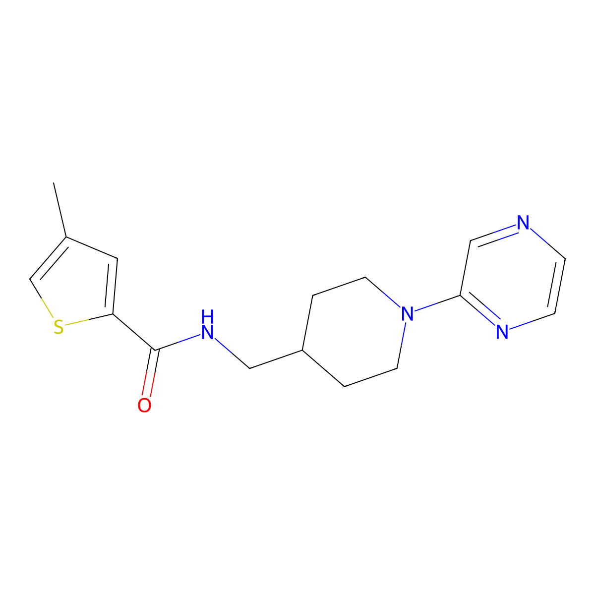 4-methyl-N-{[1-(pyrazin-2-yl)piperidin-4-yl]methyl}thiophene-2-carboxamide molecular structure, CAS 1396813-89-0