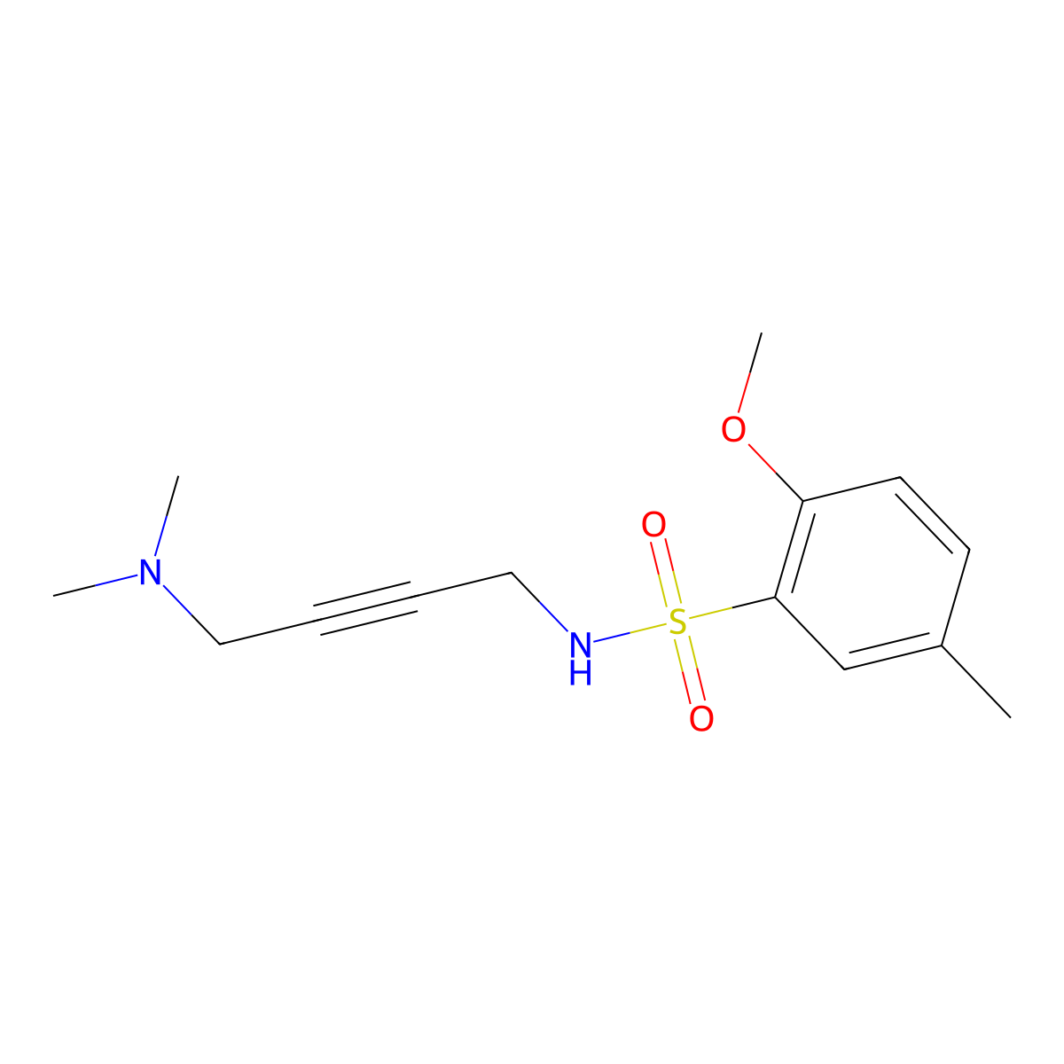 N-(4-(dimethylamino)but-2-yn-1-yl)-2-methoxy-5-methylbenzenesulfonamide molecular structure, CAS 1396813-92-5