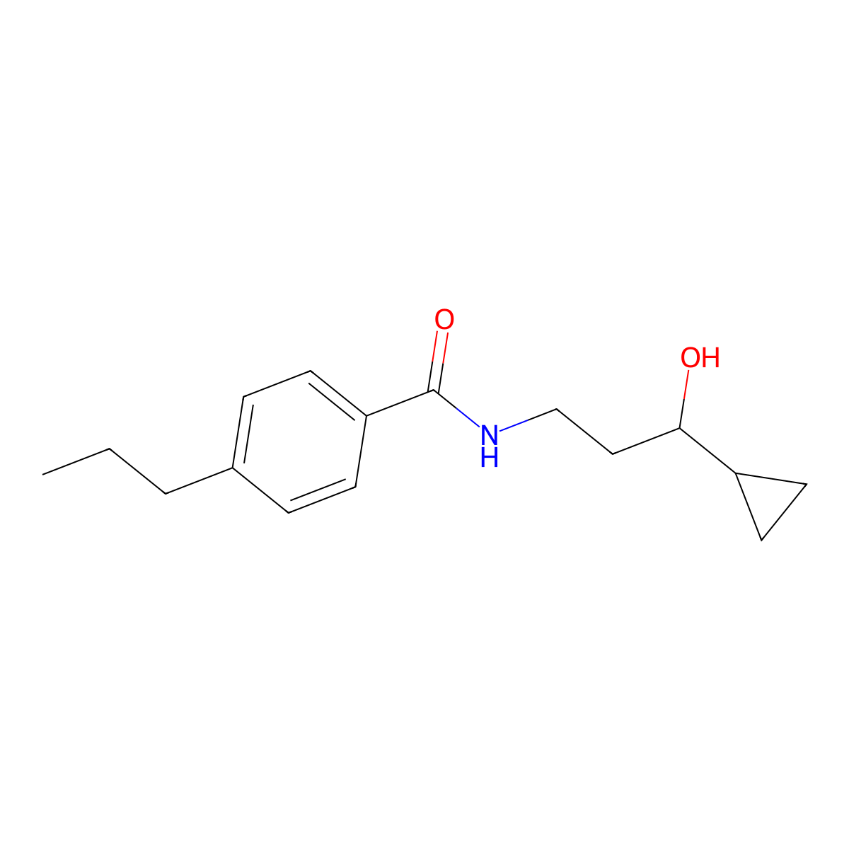 N-(3-cyclopropyl-3-hydroxypropyl)-4-propylbenzamide molecular structure, CAS 1396813-94-7