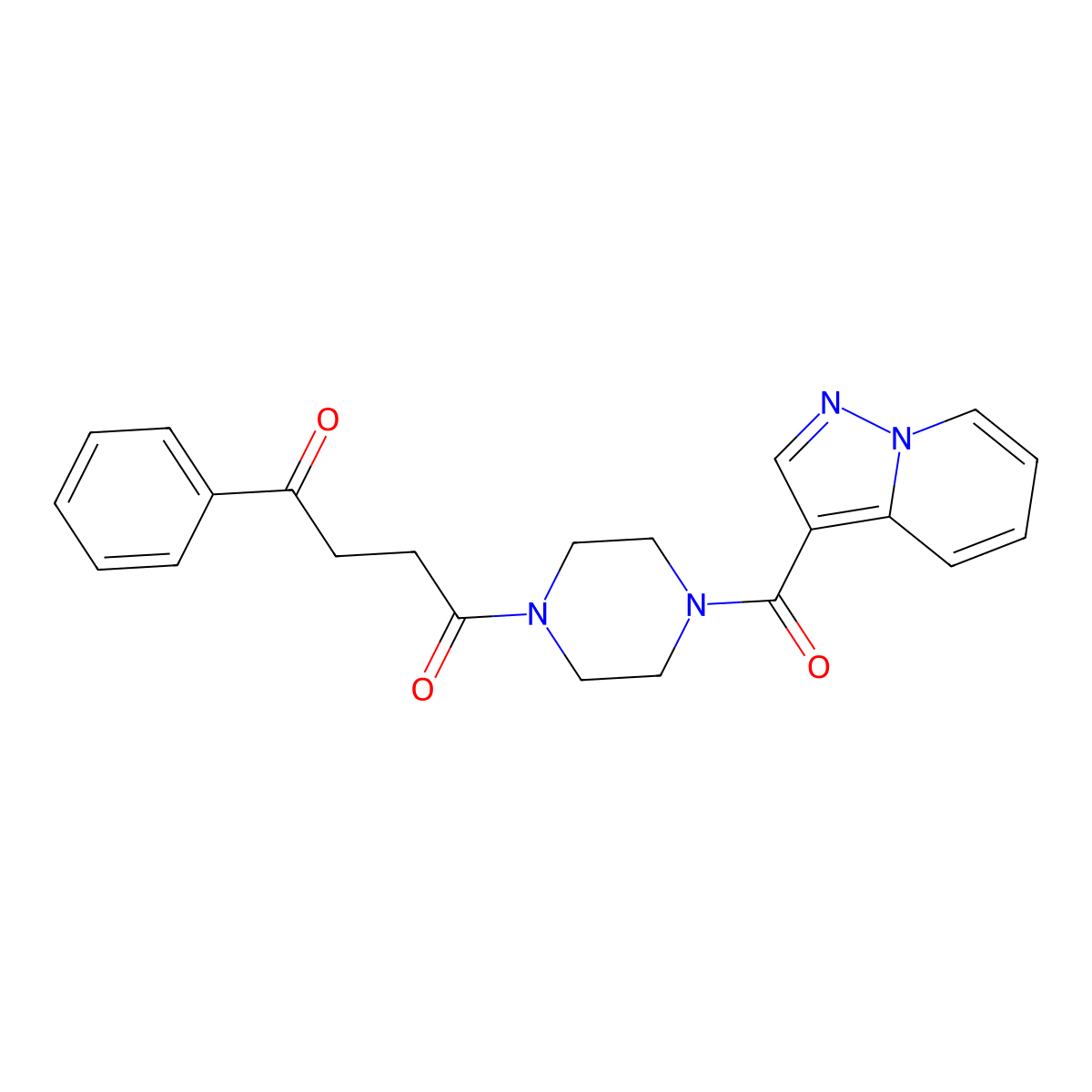 1-Phenyl-4-(4-(pyrazolo[1,5-a]pyridine-3-carbonyl)piperazin-1-yl)butane-1,4-dione molecular structure, CAS 1396814-00-8