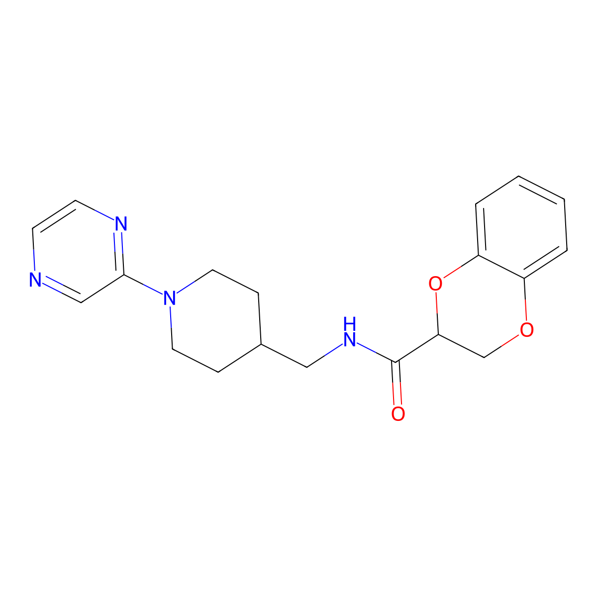 N-{[1-(pyrazin-2-yl)piperidin-4-yl]methyl}-2,3-dihydro-1,4-benzodioxine-2-carboxamide molecular structure, CAS 1396814-06-4