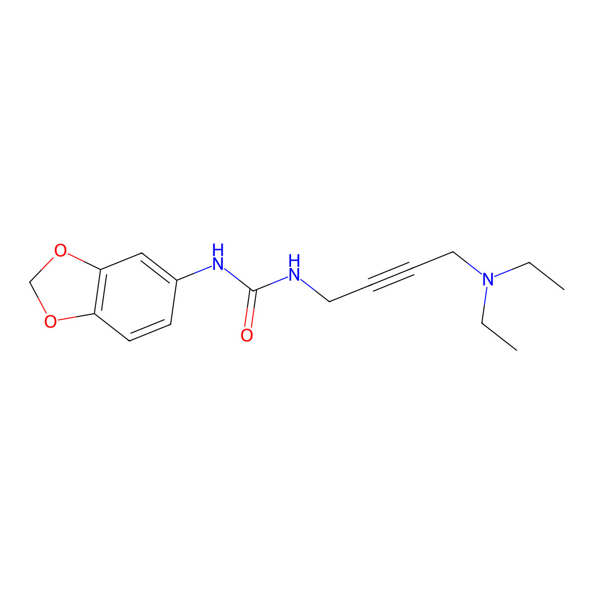 1-(Benzo[d][1,3]dioxol-5-yl)-3-(4-(diethylamino)but-2-yn-1-yl)urea molecular structure, CAS 1396814-07-5