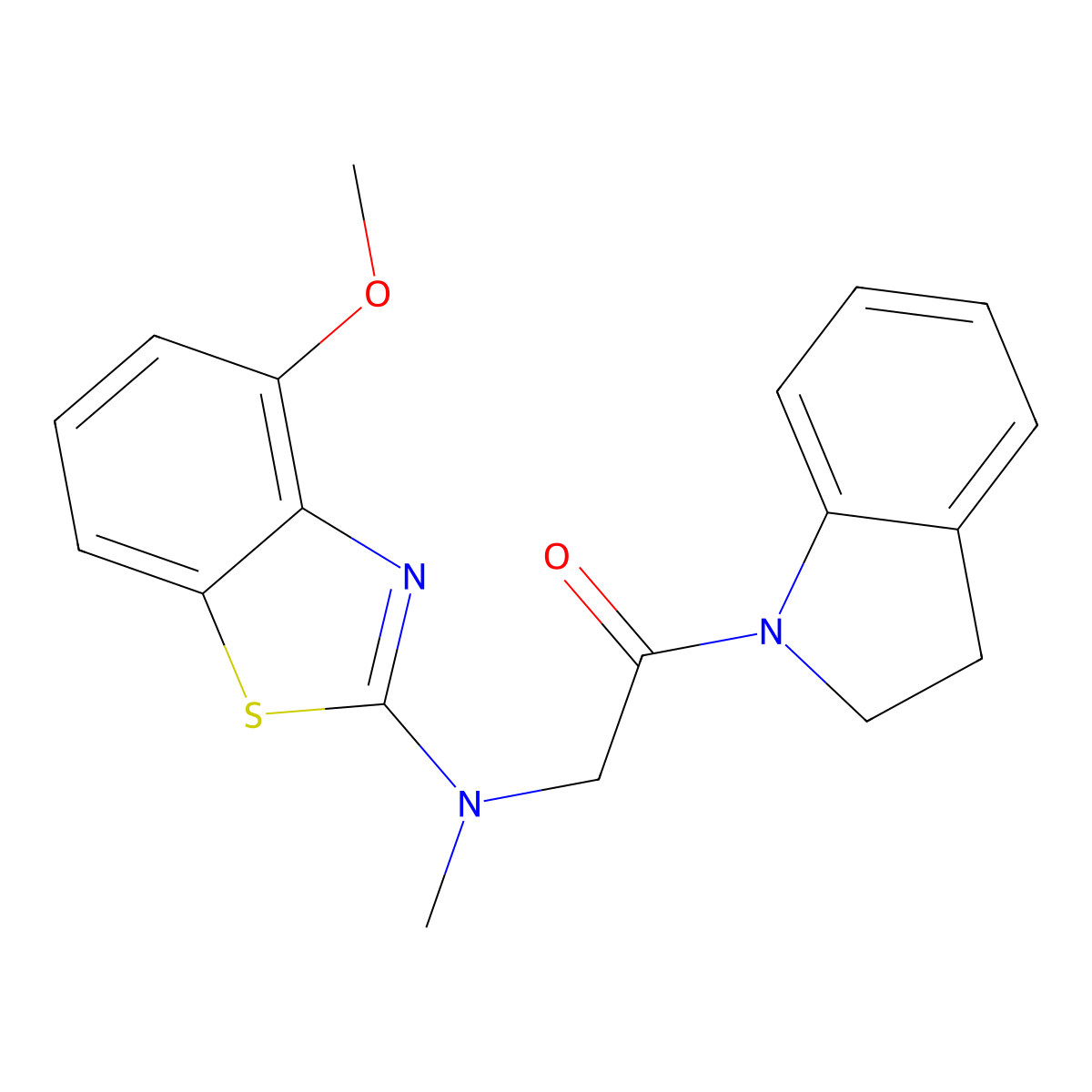 1-(Indolin-1-yl)-2-((4-methoxybenzo[d]thiazol-2-yl)(methyl)amino)ethanone molecular structure, CAS 1396814-15-5