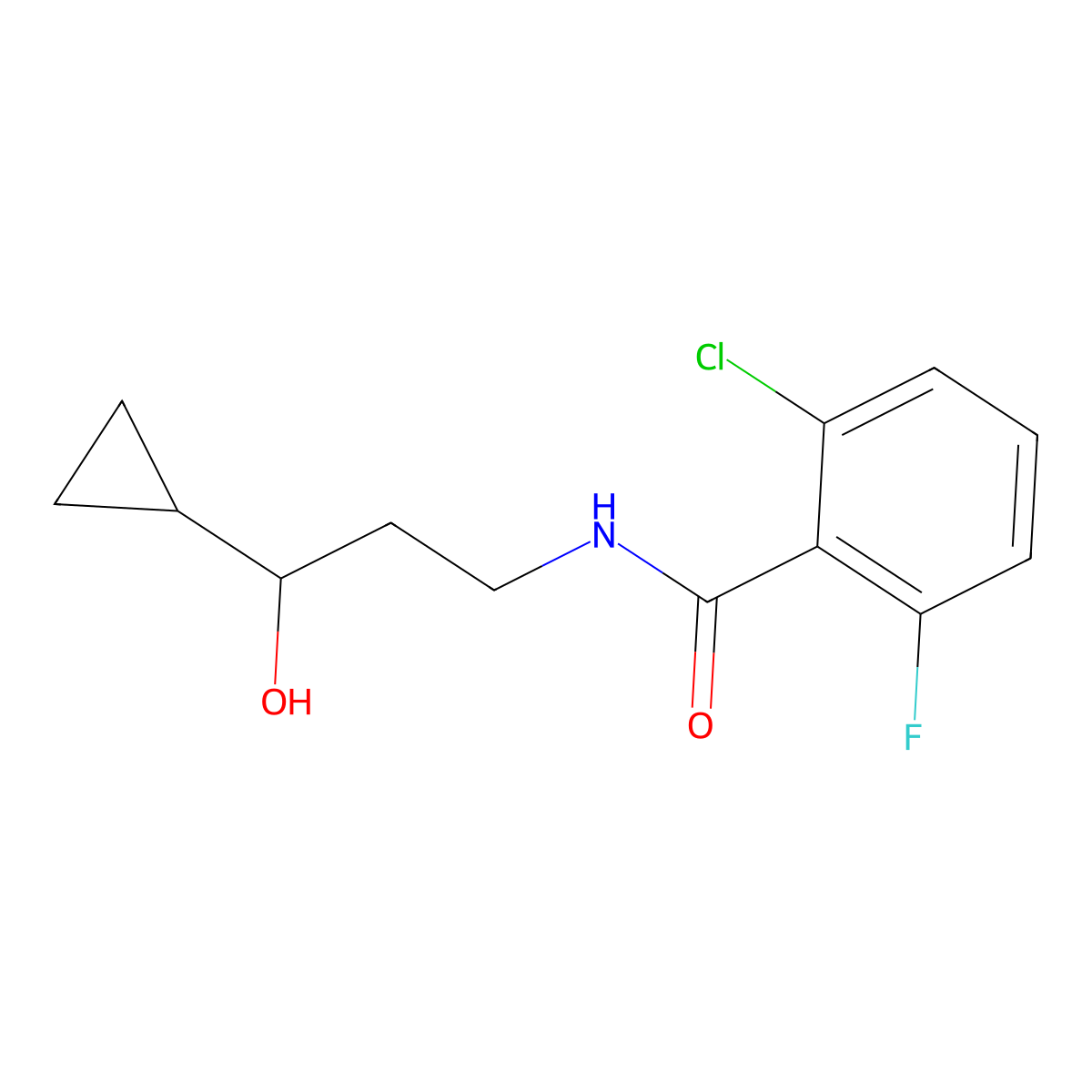 2-chloro-N-(3-cyclopropyl-3-hydroxypropyl)-6-fluorobenzamide molecular structure, CAS 1396814-16-6