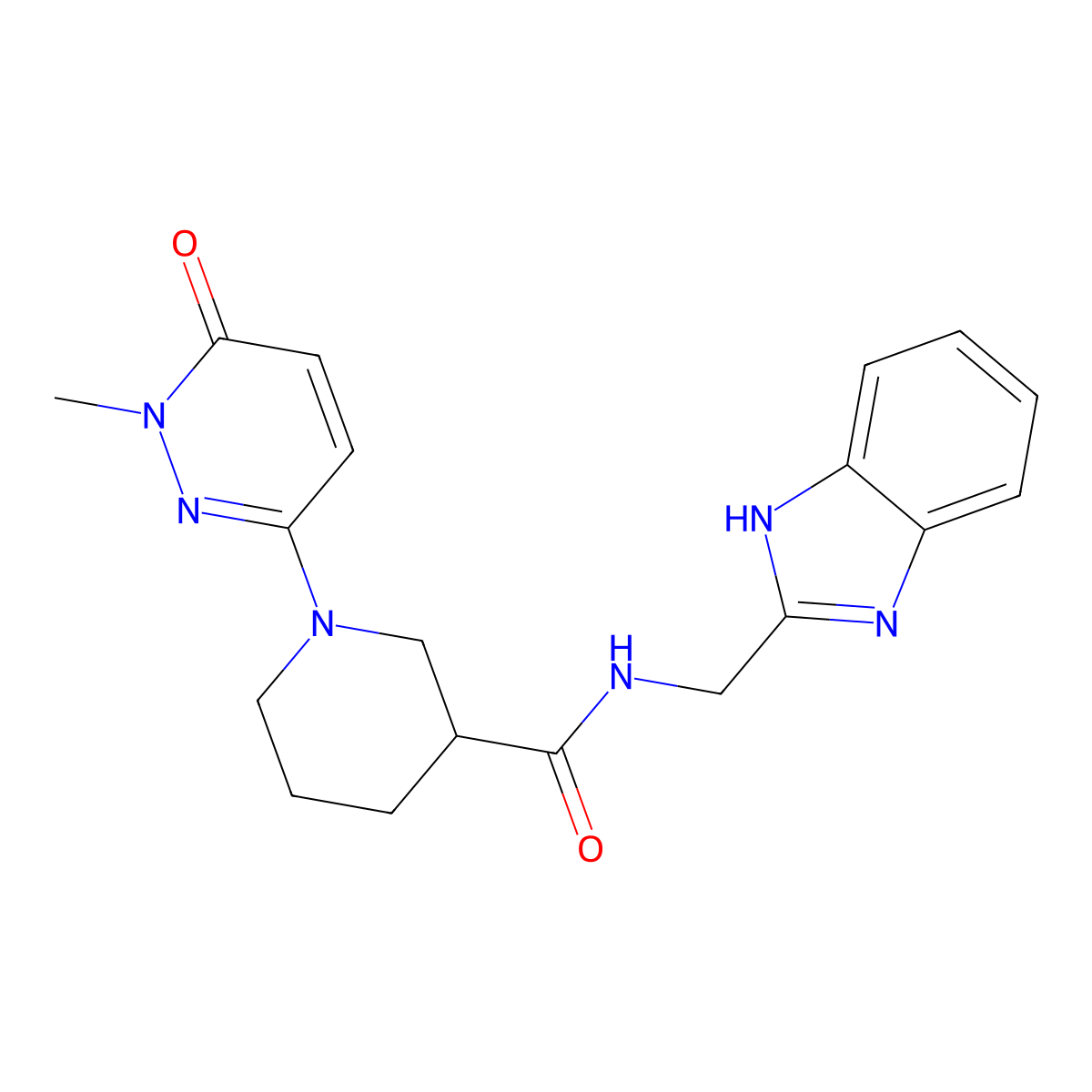 N-((1H-benzo[d]imidazol-2-yl)methyl)-1-(1-methyl-6-oxo-1,6-dihydropyridazin-3-yl)piperidine-3-carboxamide molecular structure, CAS 1396814-17-7
