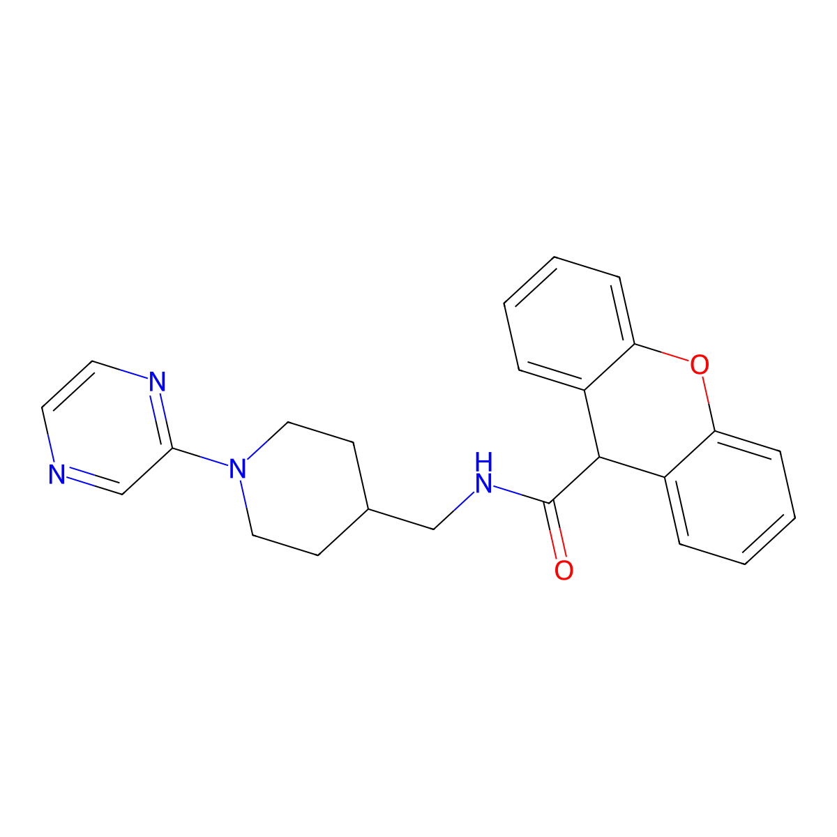 N-((1-(pyrazin-2-yl)piperidin-4-yl)methyl)-9H-xanthene-9-carboxamide molecular structure, CAS 1396814-20-2
