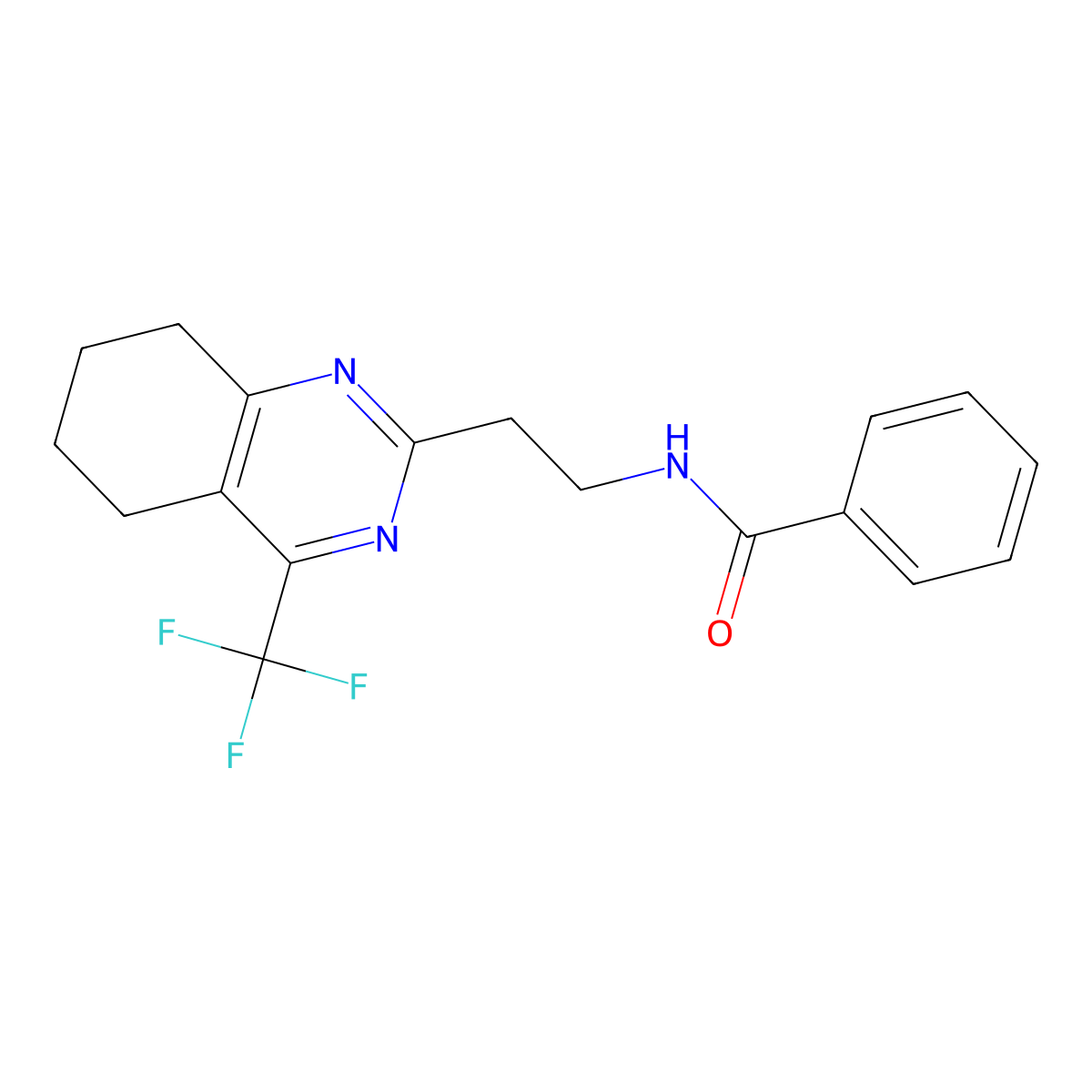 N-{2-[4-(trifluoromethyl)-5,6,7,8-tetrahydroquinazolin-2-yl]ethyl}benzamide molecular structure, CAS 1396814-21-3