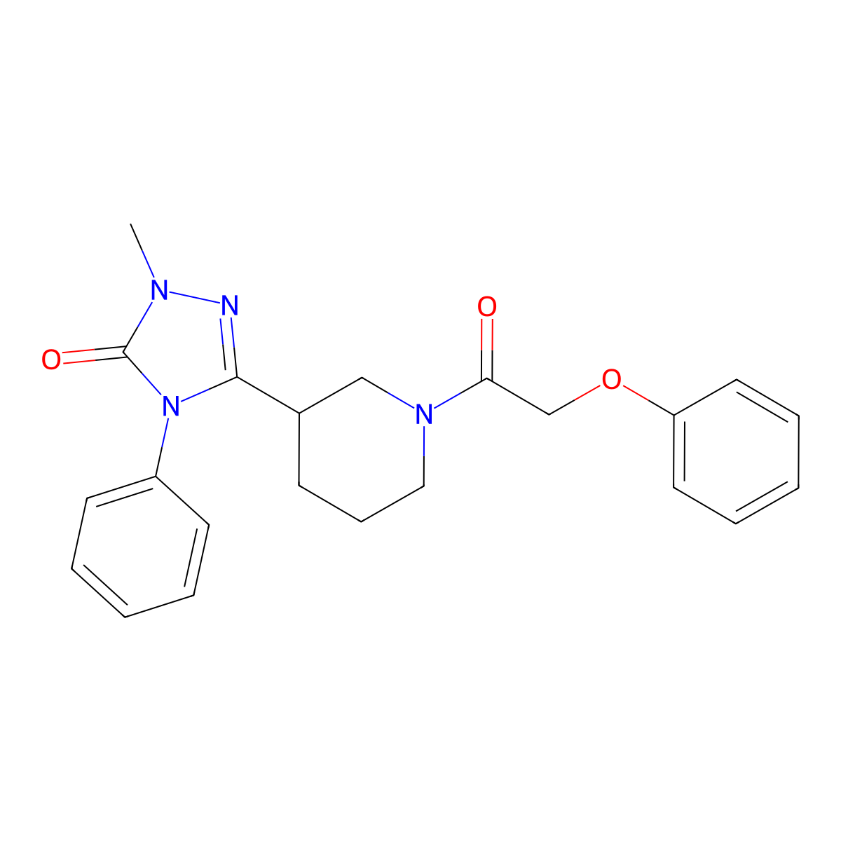 1-methyl-3-(1-(2-phenoxyacetyl)piperidin-3-yl)-4-phenyl-1H-1,2,4-triazol-5(4H)-one molecular structure, CAS 1396814-22-4