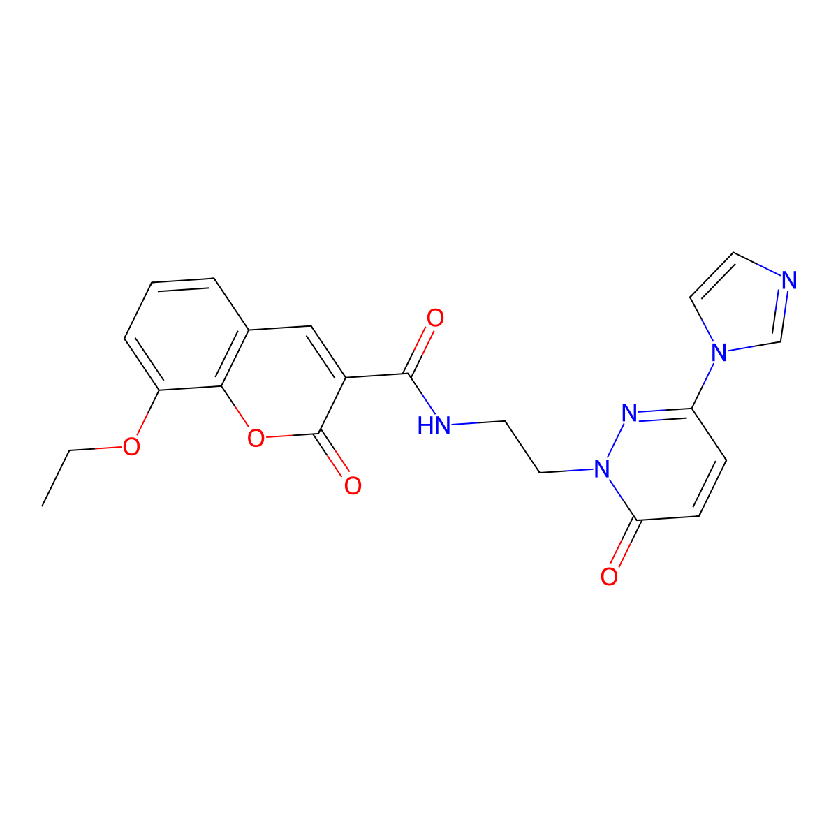 N-(2-(3-(1H-imidazol-1-yl)-6-oxopyridazin-1(6H)-yl)ethyl)-8-ethoxy-2-oxo-2H-chromene-3-carboxamide molecular structure, CAS 1396814-24-6