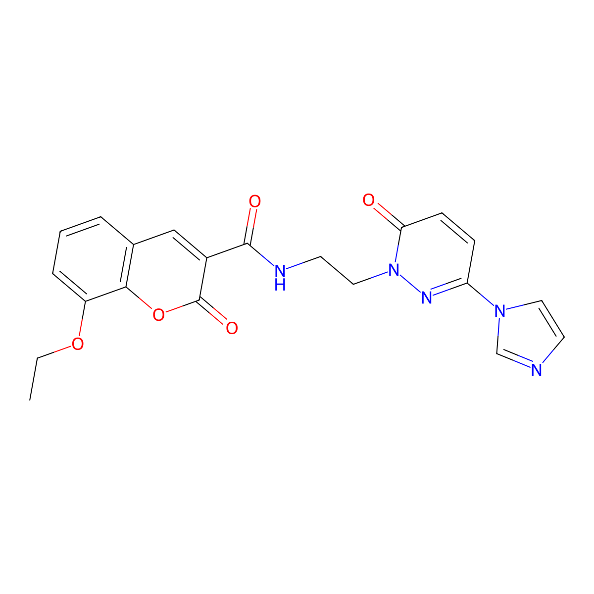 N-(2-(3-(1H-imidazol-1-yl)-6-oxopyridazin-1(6H)-yl)ethyl)-8-ethoxy-2-oxo-2H-chromene-3-carboxamide molecular structure, CAS 1396814-24-6