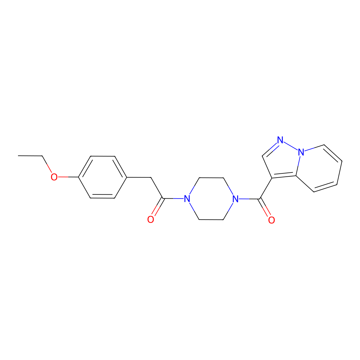 2-(4-Ethoxyphenyl)-1-(4-(pyrazolo[1,5-a]pyridine-3-carbonyl)piperazin-1-yl)ethanone molecular structure, CAS 1396814-25-7