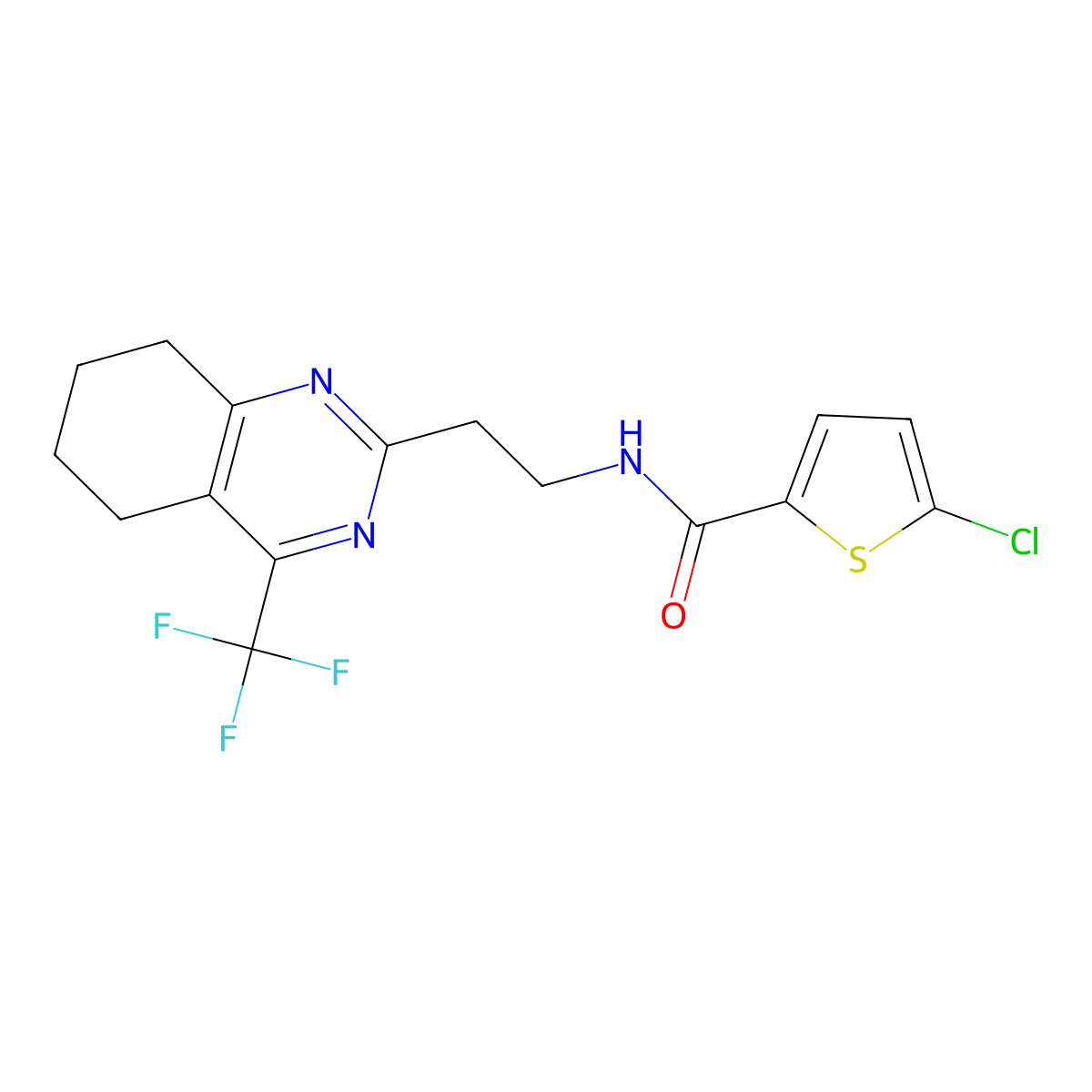 5-chloro-N-(2-(4-(trifluoromethyl)-5,6,7,8-tetrahydroquinazolin-2-yl)ethyl)thiophene-2-carboxamide molecular structure, CAS 1396814-29-1