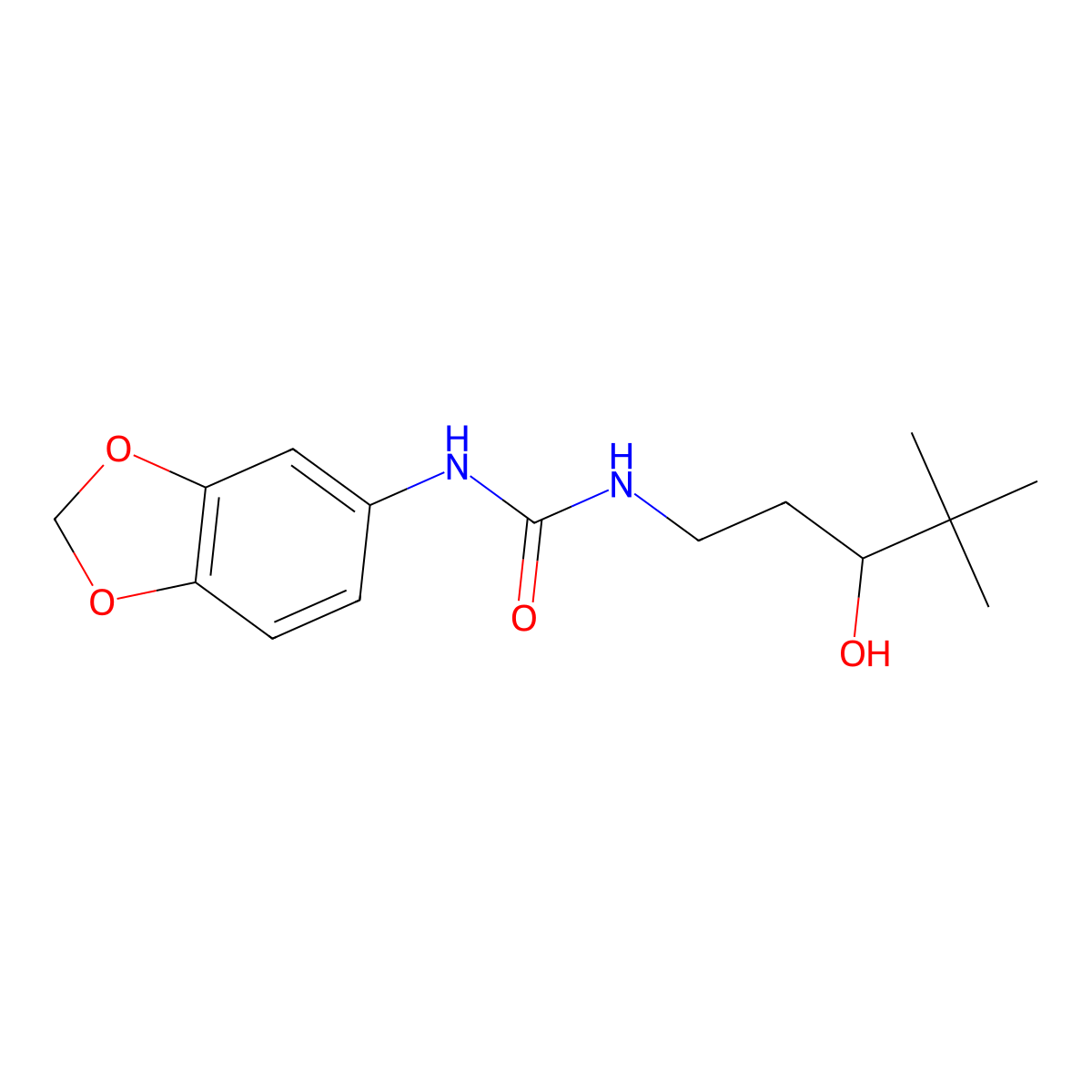 1-(Benzo[d][1,3]dioxol-5-yl)-3-(3-hydroxy-4,4-dimethylpentyl)urea molecular structure, CAS 1396814-35-9