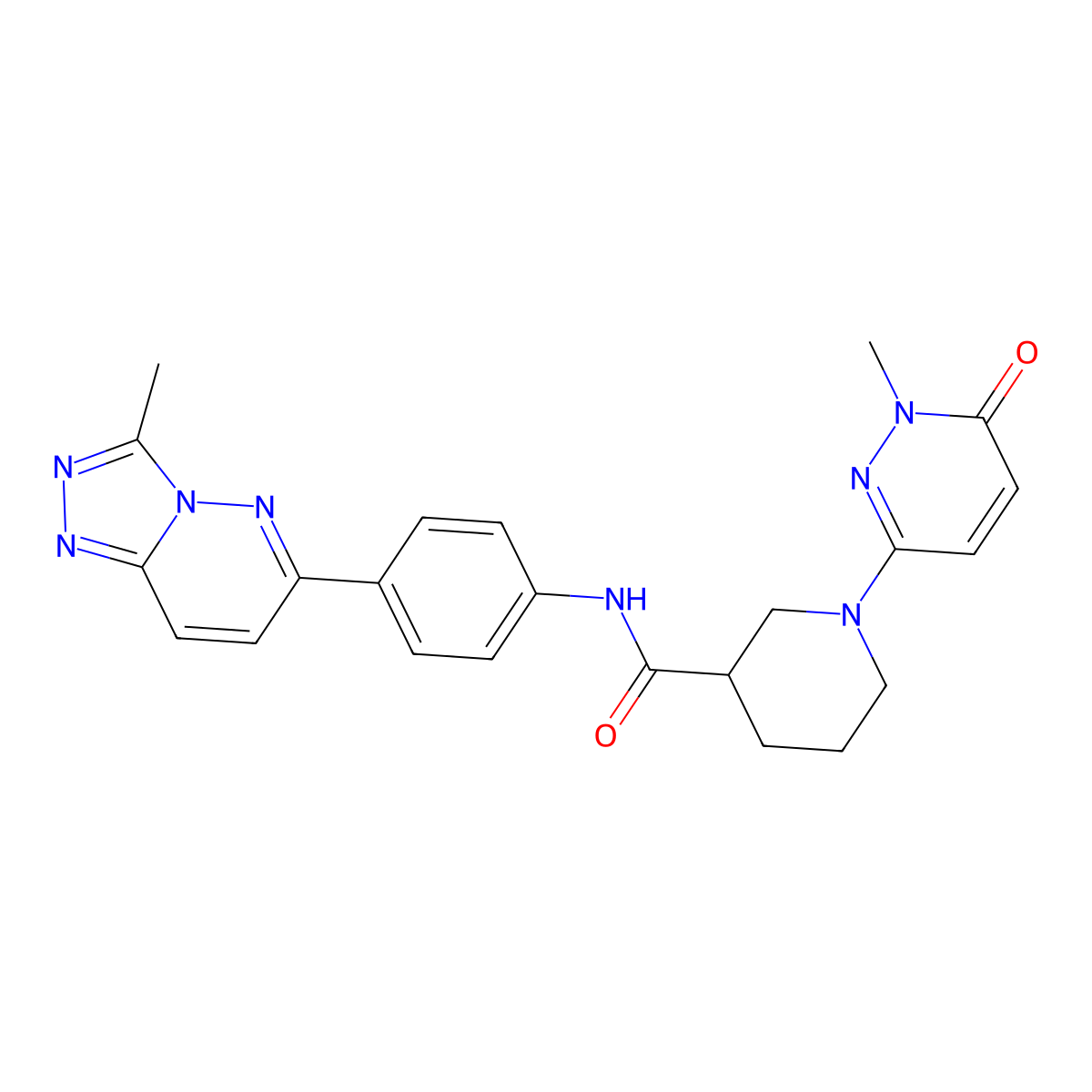 1-(1-methyl-6-oxo-1,6-dihydropyridazin-3-yl)-N-(4-{3-methyl-[1,2,4]triazolo[4,3-b]pyridazin-6-yl}phenyl)piperidine-3-carboxamide molecular structure, CAS 1396814-36-0