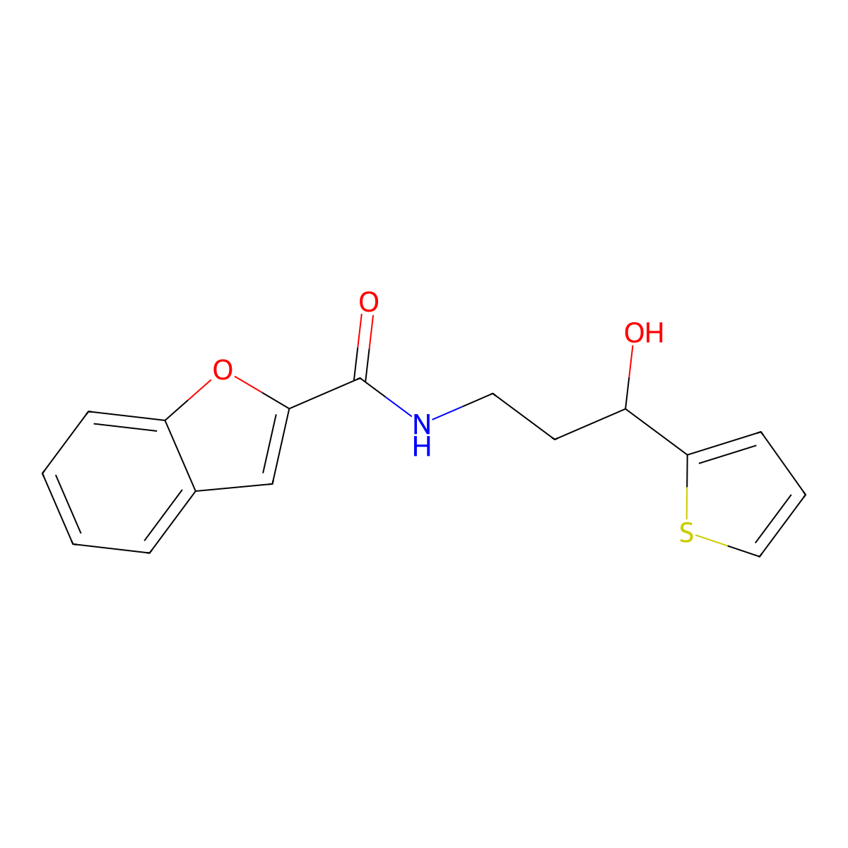 N-[3-hydroxy-3-(thiophen-2-yl)propyl]-1-benzofuran-2-carboxamide molecular structure, CAS 1396814-42-8