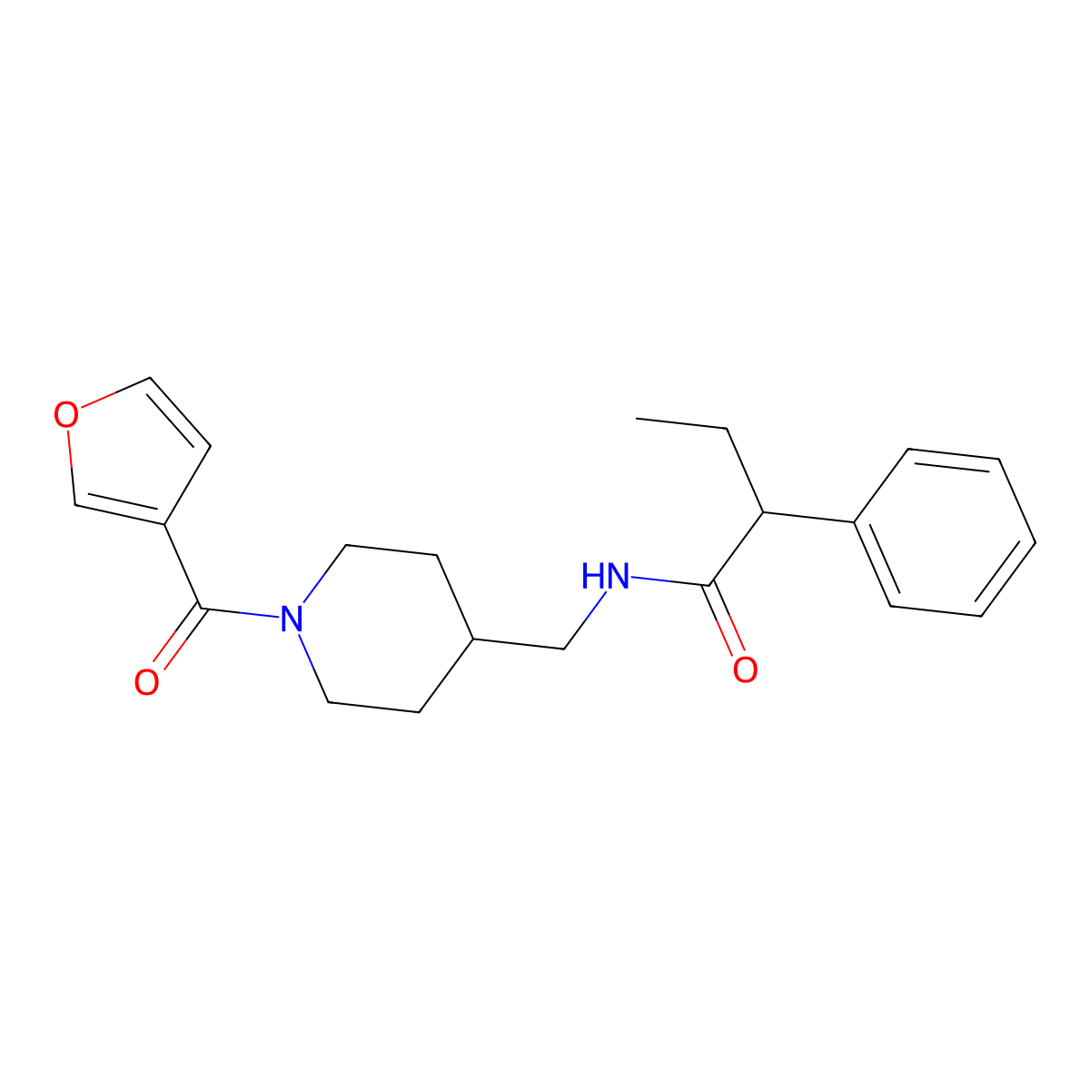 N-{[1-(furan-3-carbonyl)piperidin-4-yl]methyl}-2-phenylbutanamide molecular structure, CAS 1396814-48-4