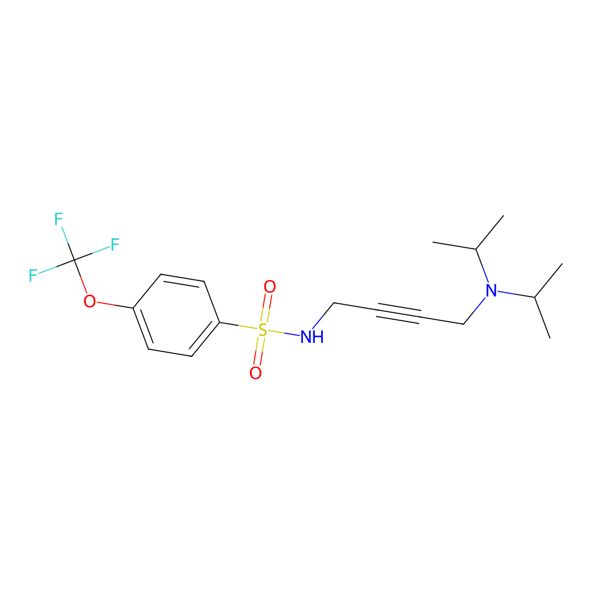 N-(4-(diisopropylamino)but-2-yn-1-yl)-4-(trifluoromethoxy)benzenesulfonamide molecular structure, CAS 1396814-49-5