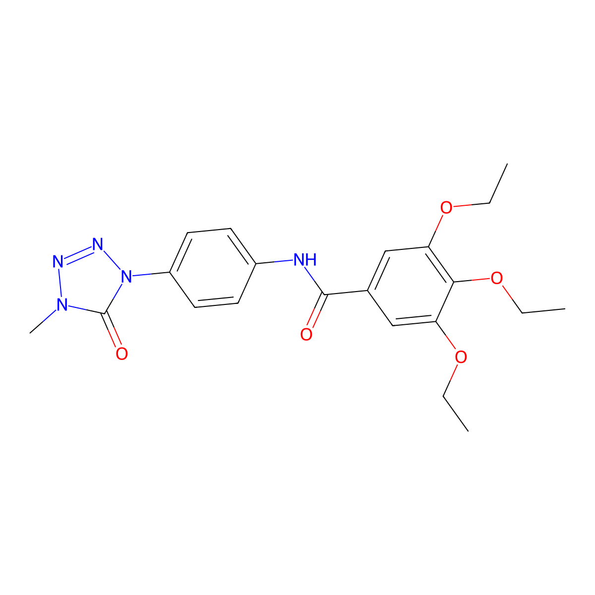 3,4,5-triethoxy-N-(4-(4-methyl-5-oxo-4,5-dihydro-1H-tetrazol-1-yl)phenyl)benzamide molecular structure, CAS 1396814-52-0