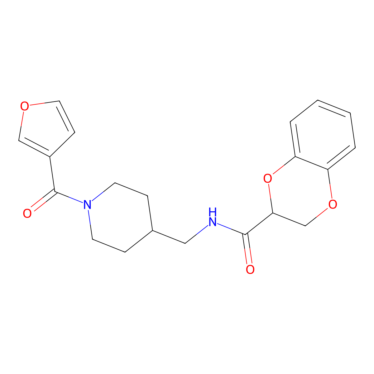 N-((1-(furan-3-carbonyl)piperidin-4-yl)methyl)-2,3-dihydrobenzo[b][1,4]dioxine-2-carboxamide molecular structure, CAS 1396814-56-4