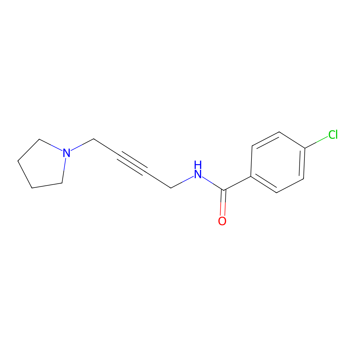 4-chloro-N-[4-(pyrrolidin-1-yl)but-2-yn-1-yl]benzamide molecular structure, CAS 1396814-59-7
