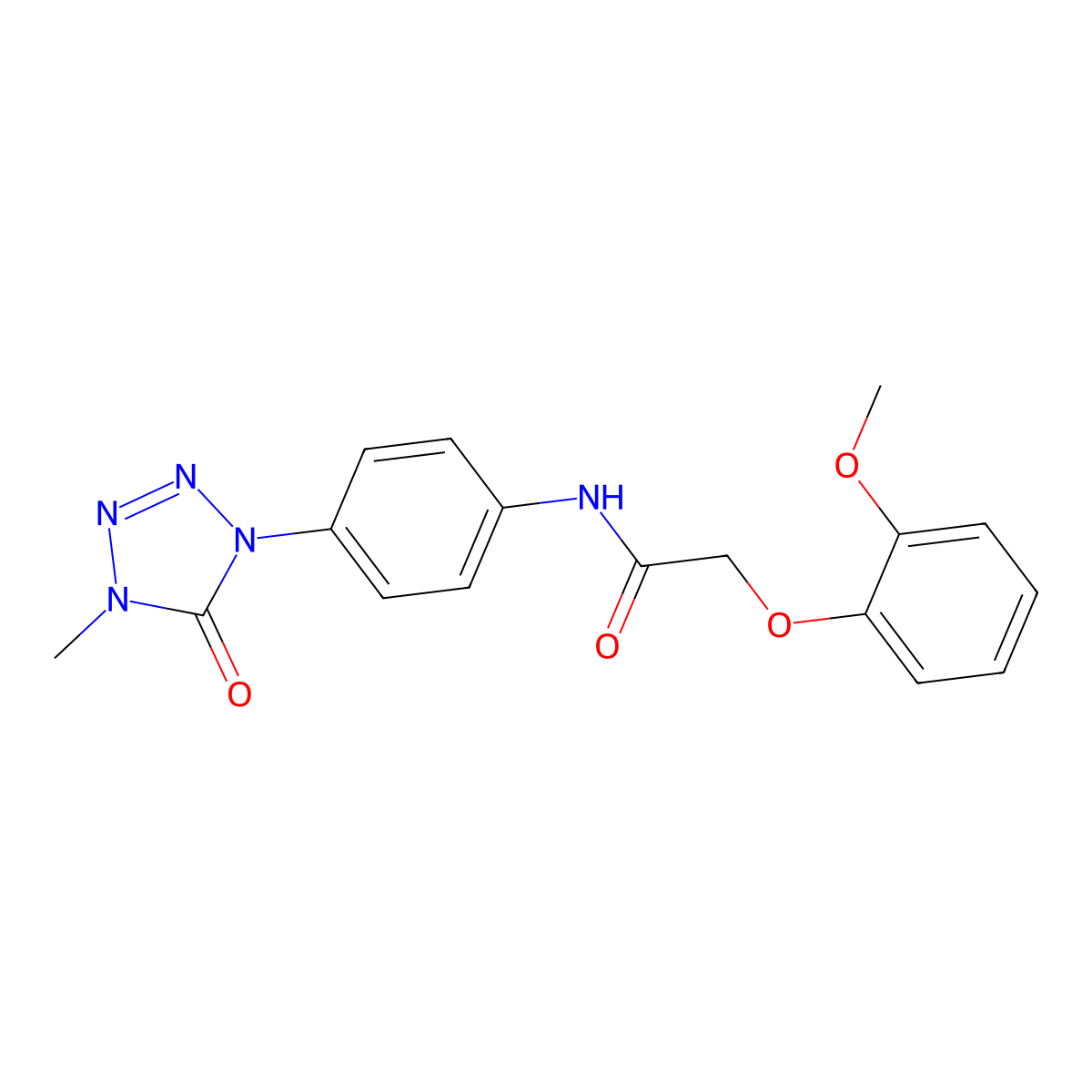 2-(2-methoxyphenoxy)-N-(4-(4-methyl-5-oxo-4,5-dihydro-1H-tetrazol-1-yl)phenyl)acetamide molecular structure, CAS 1396814-61-1