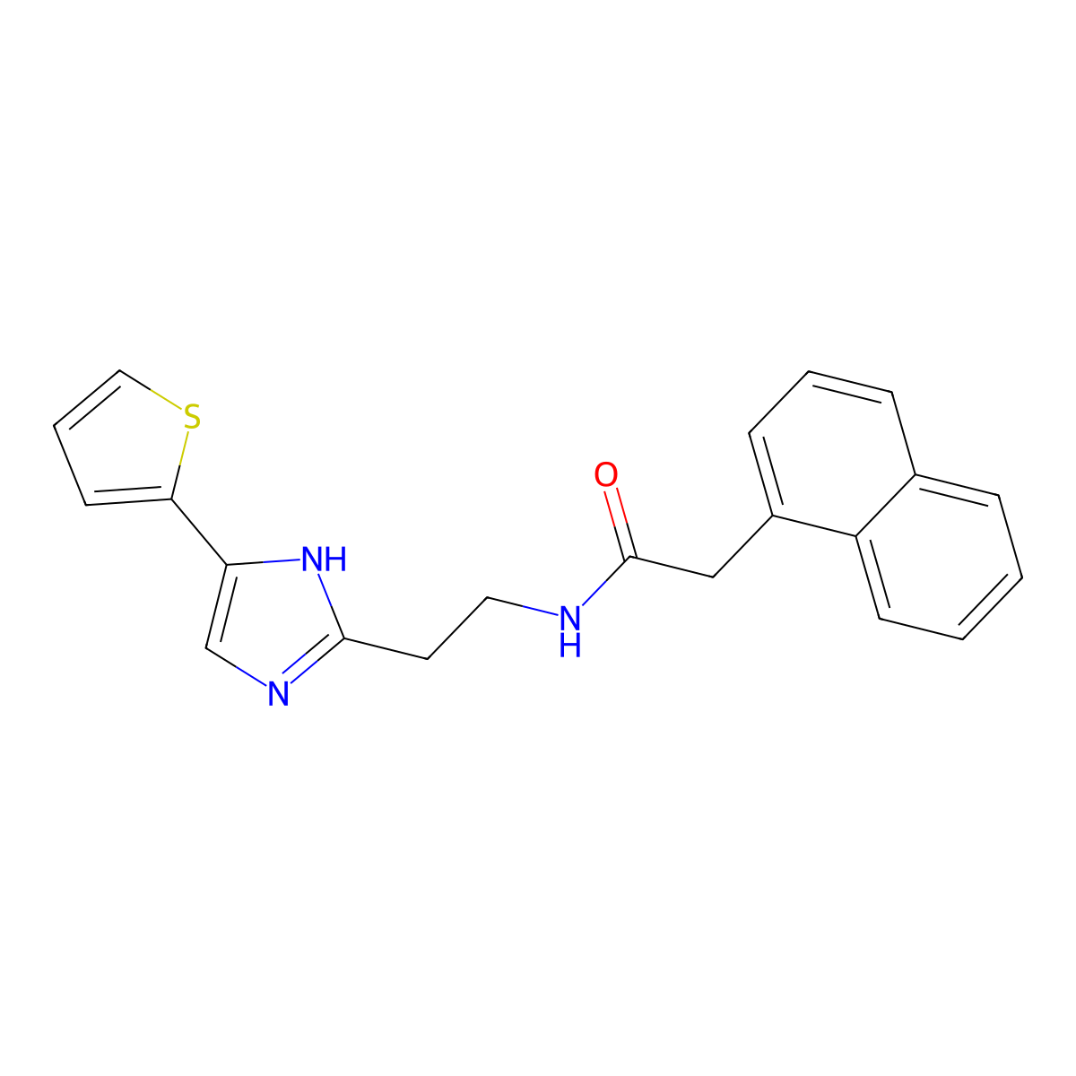 2-(naphthalen-1-yl)-N-(2-(4-(thiophen-2-yl)-1H-imidazol-2-yl)ethyl)acetamide molecular structure, CAS 1396814-62-2