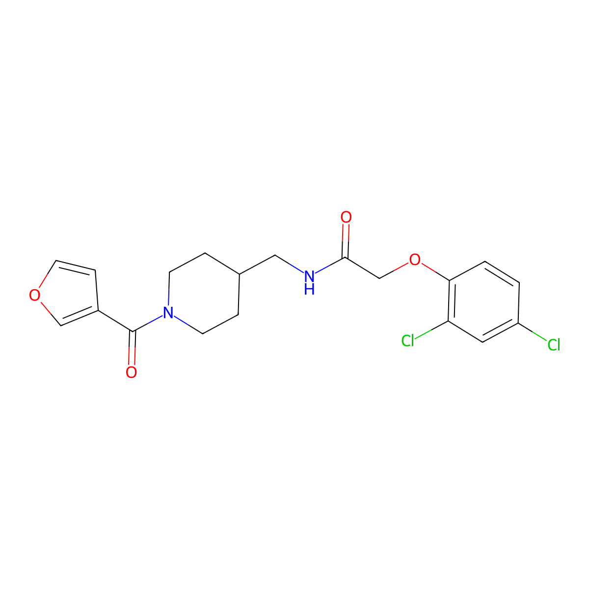 2-(2,4-dichlorophenoxy)-N-{[1-(furan-3-carbonyl)piperidin-4-yl]methyl}acetamide molecular structure, CAS 1396814-64-4