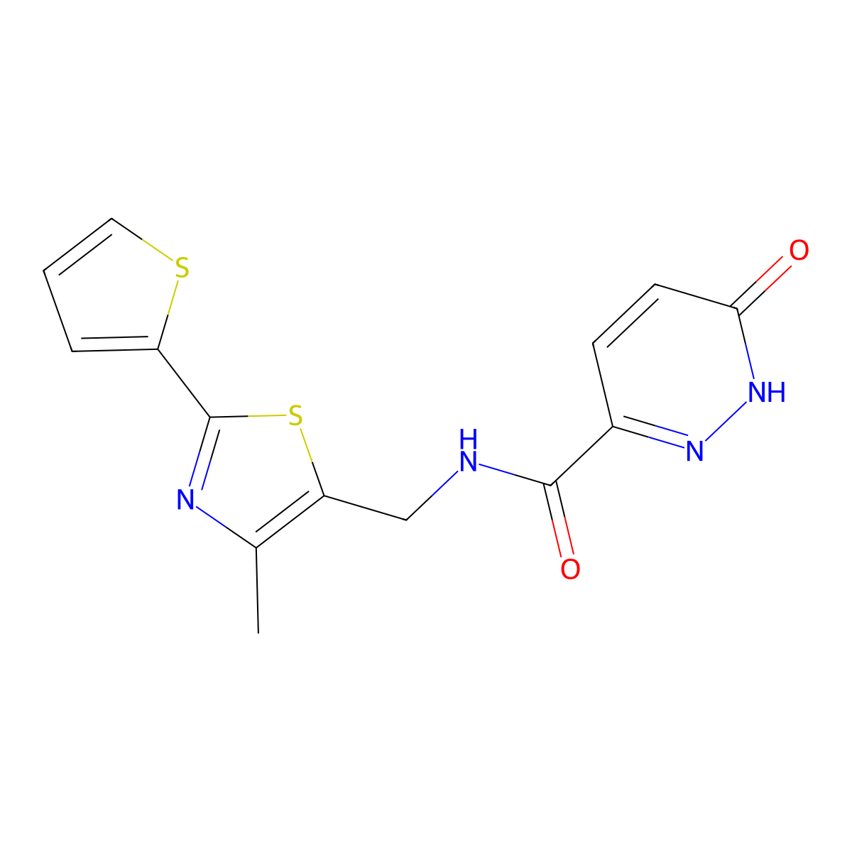 N-((4-methyl-2-(thiophen-2-yl)thiazol-5-yl)methyl)-6-oxo-1,6-dihydropyridazine-3-carboxamide molecular structure, CAS 1396814-69-9