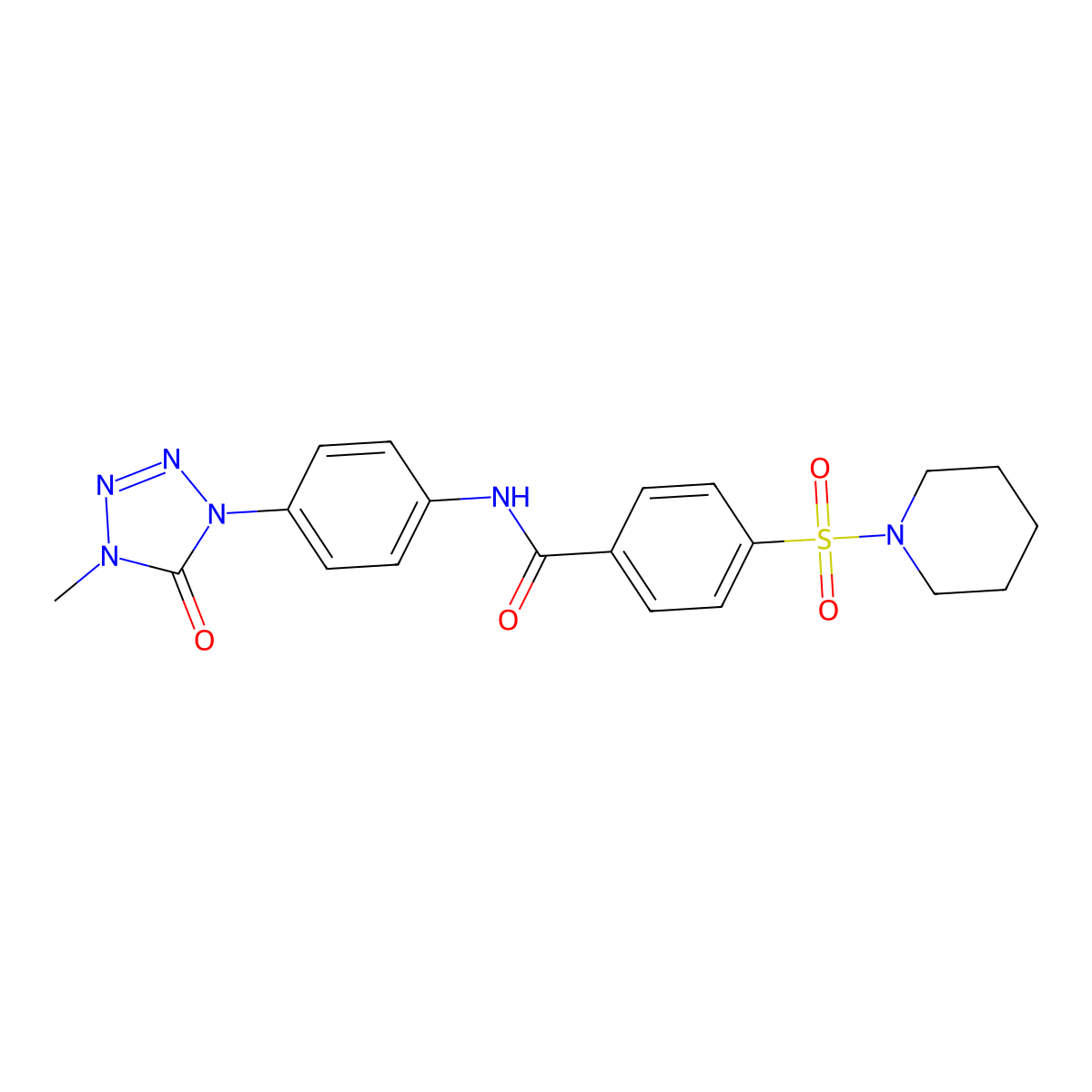 N-(4-(4-methyl-5-oxo-4,5-dihydro-1H-tetrazol-1-yl)phenyl)-4-(piperidin-1-ylsulfonyl)benzamide molecular structure, CAS 1396814-70-2